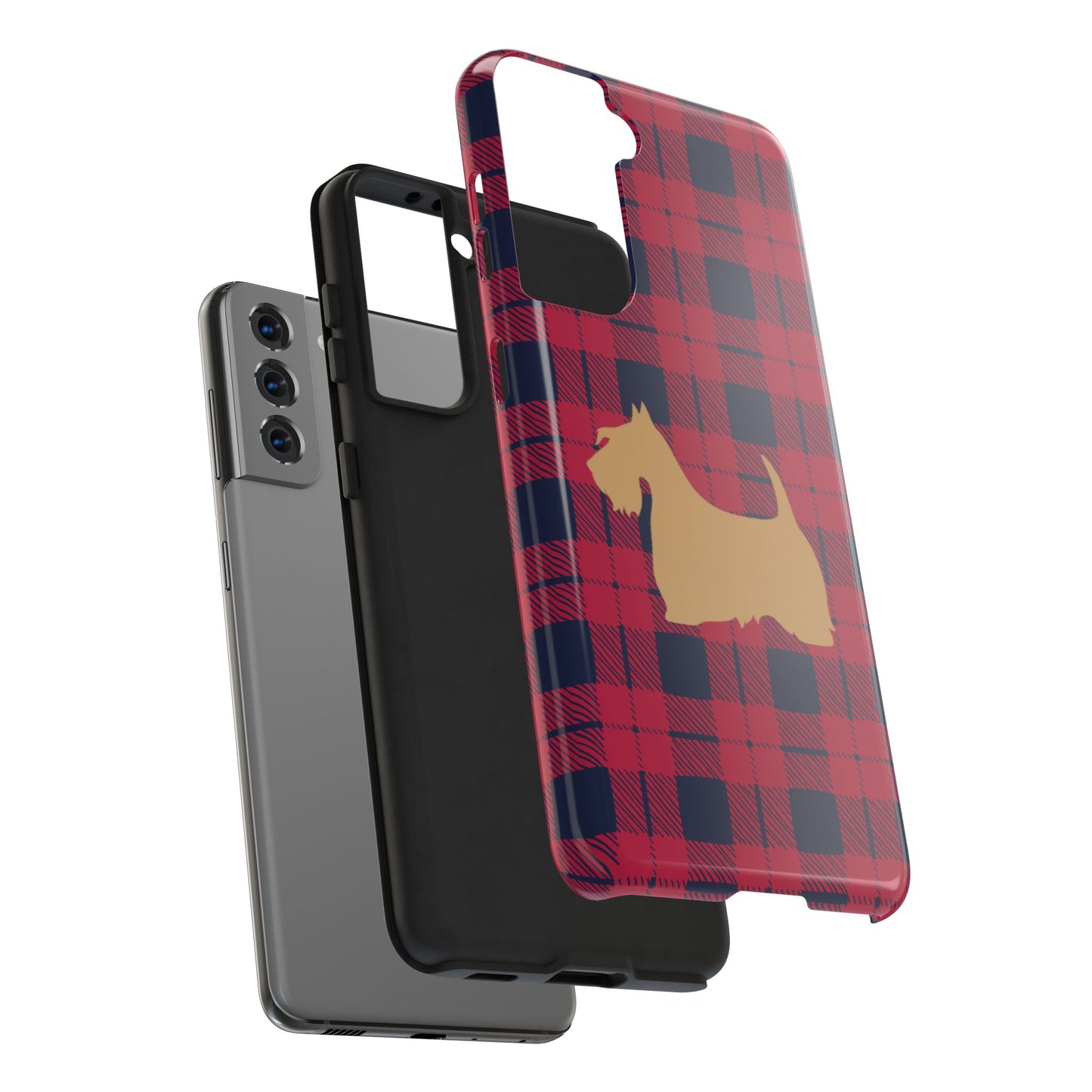 Scottish Terrier Phone Case, Tough Cases, Scottie Dog Phone Cover, Gift for Dog Lovers, Plaid Design