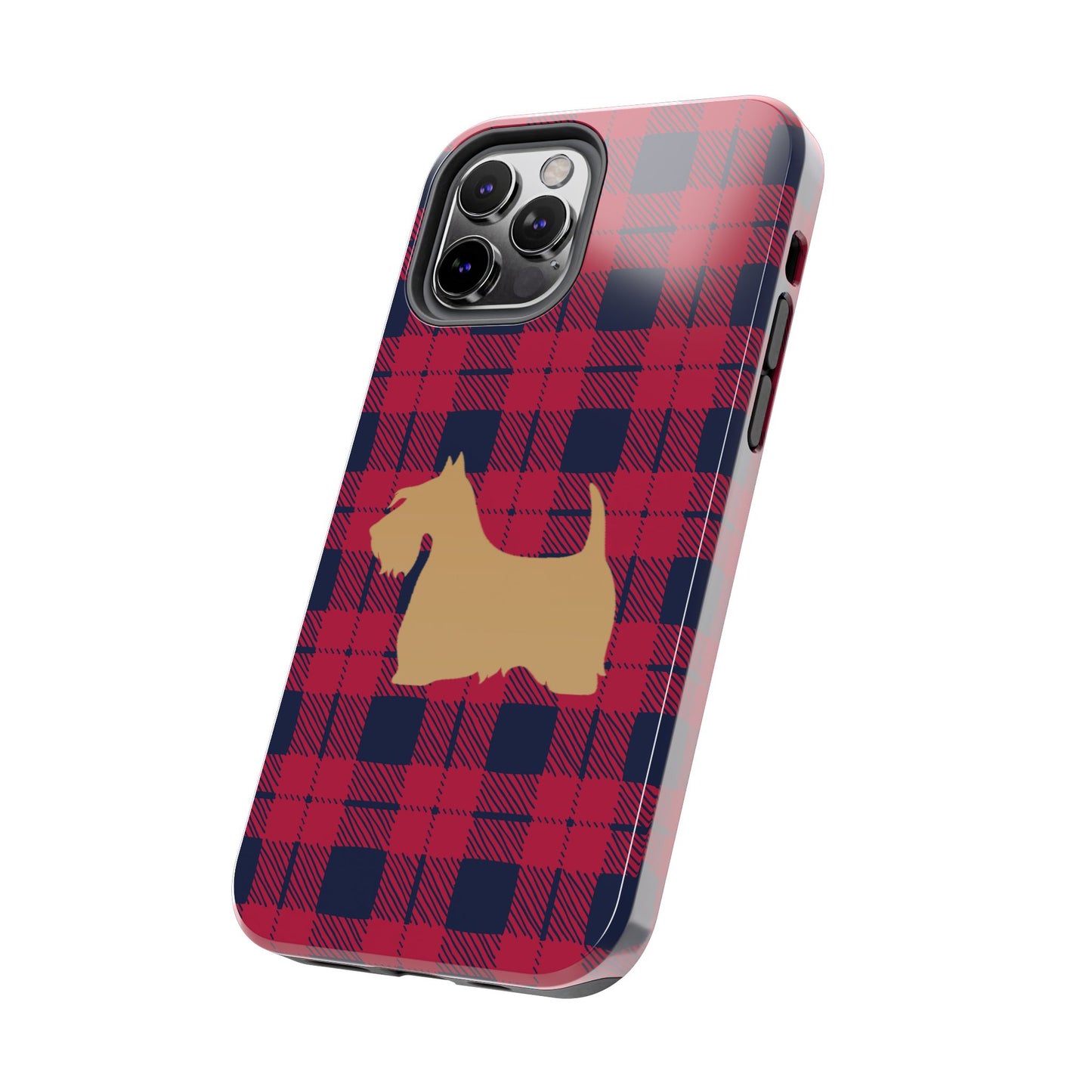 Scottish Terrier Phone Case, Tough Cases, Scottie Dog Phone Cover, Gift for Dog Lovers, Plaid Design