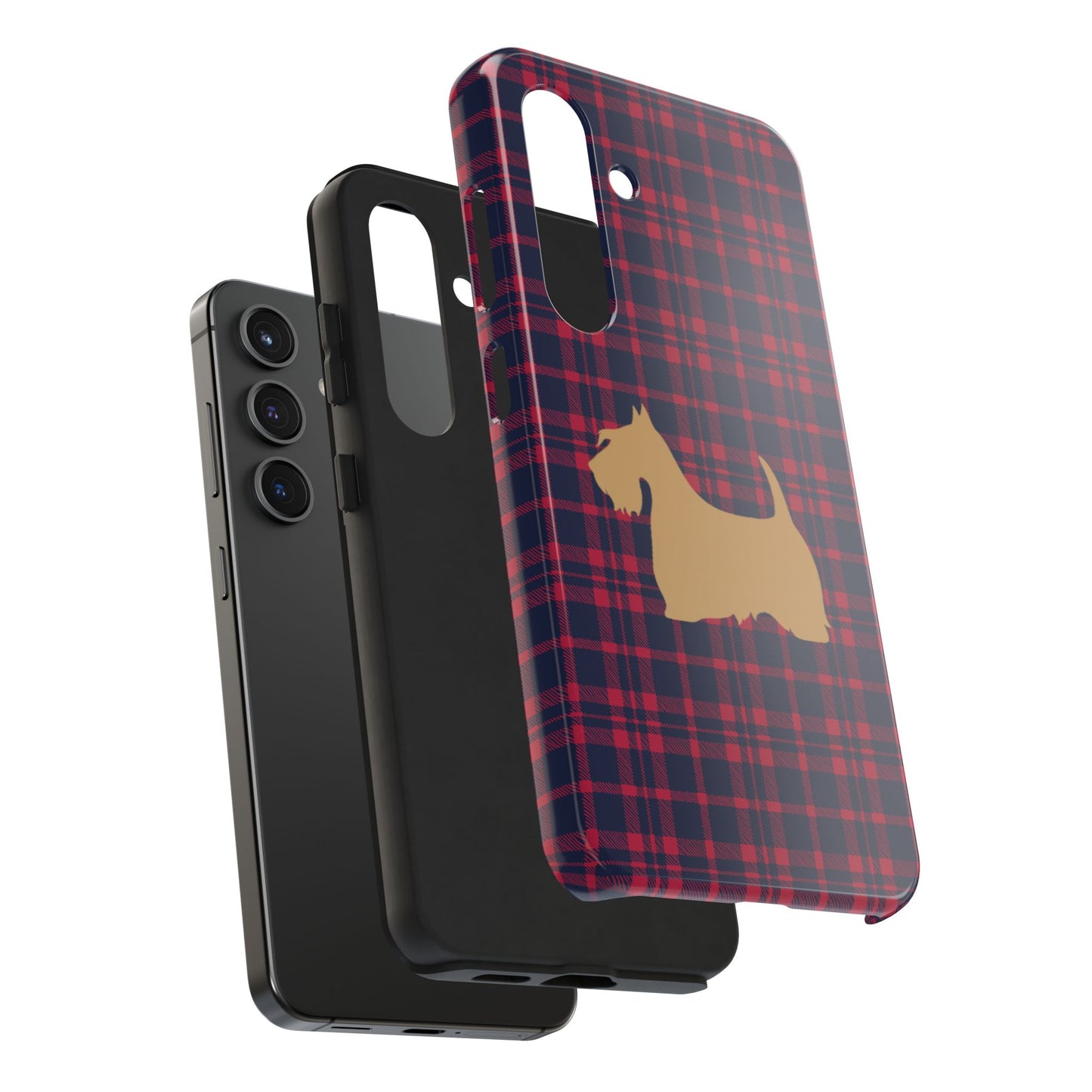 Scottish Terrier Phone Case, Tough Cases, Scottie Dog Phone Cover, Gift for Dog Lovers, Plaid Design