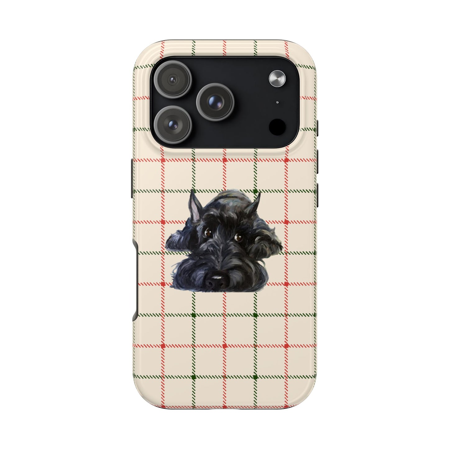 Scottish Terrier Phone Case, Tough Cases, Scottie Dog Phone Cover, Gift for Dog Lovers, Plaid Design