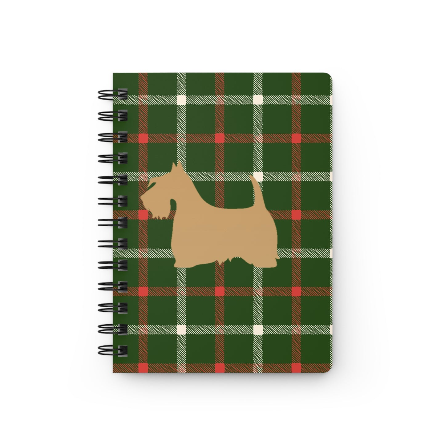 Plaid Spiral Bound Journal with Scottish Terrier Silhouette, Notebooks for Gifts, School Supplies, Writing, Pet Lovers
