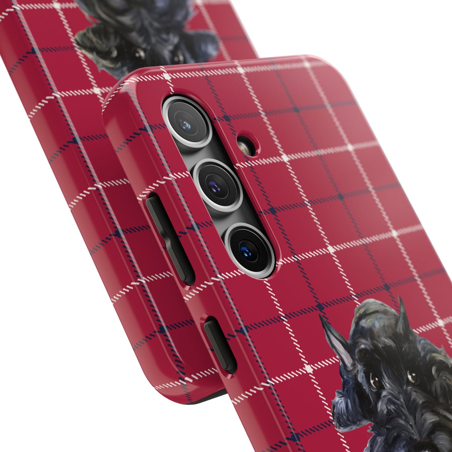 Scottish Terrier Phone Case, Tough Cases, Scottie Dog Phone Cover, Gift for Dog Lovers, Plaid Design
