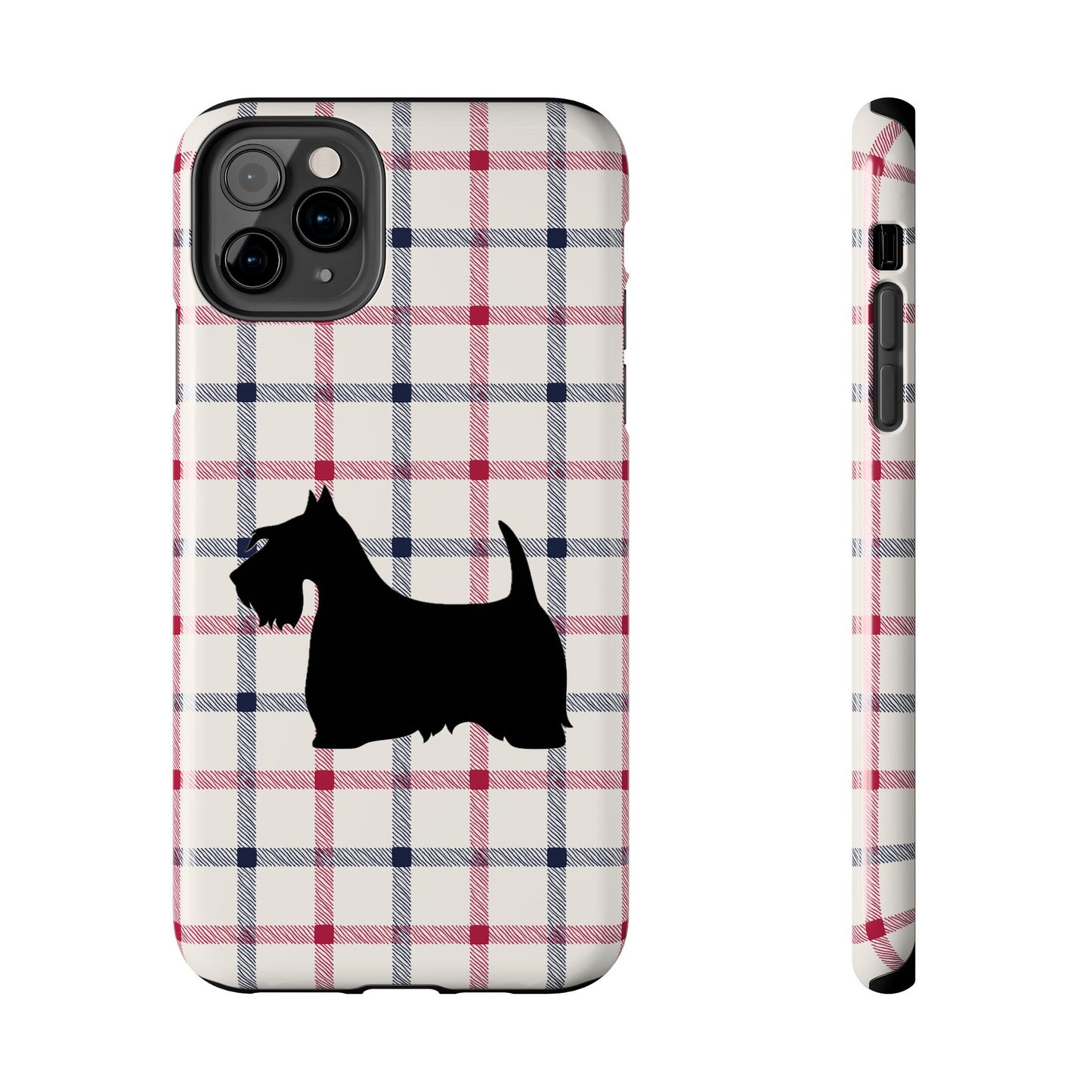 Scottish Terrier Phone Case, Tough Cases, Scottie Dog Phone Cover, Gift for Dog Lovers, Plaid Design