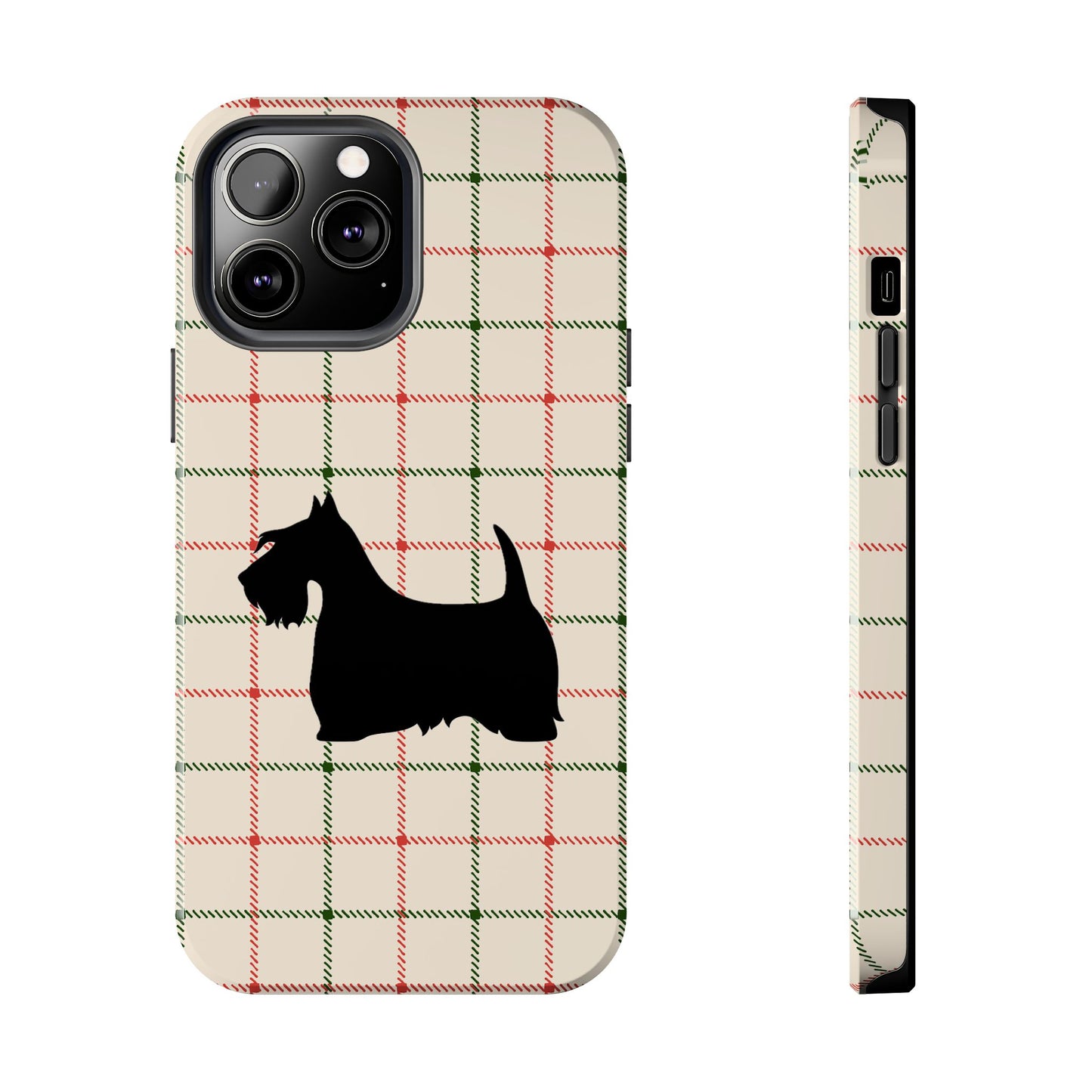 Scottish Terrier Phone Case, Tough Cases, Scottie Dog Phone Cover, Gift for Dog Lovers, Plaid Design