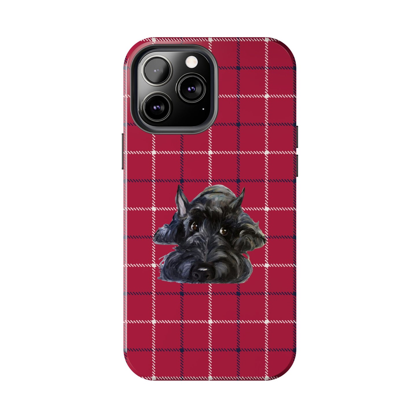 Scottish Terrier Phone Case, Tough Cases, Scottie Dog Phone Cover, Gift for Dog Lovers, Plaid Design