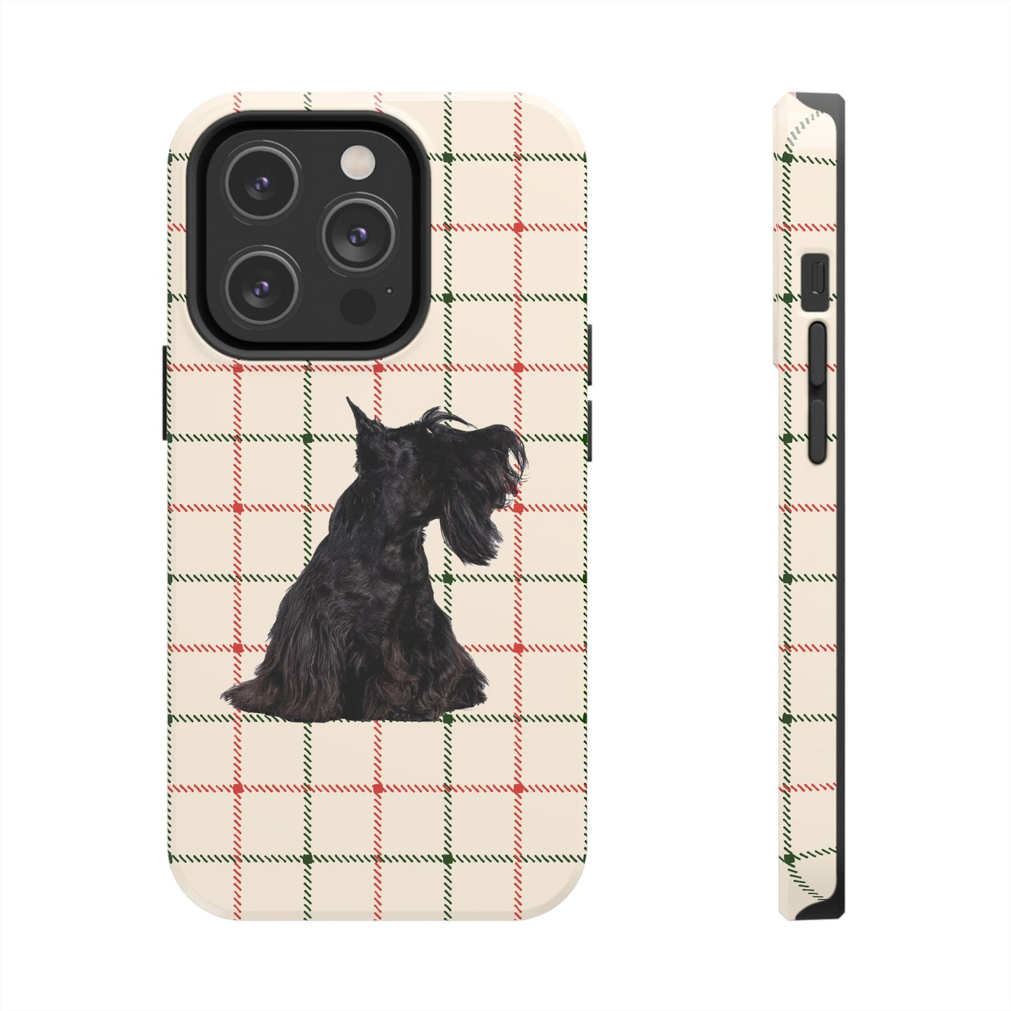 Scottish Terrier Phone Case, Tough Cases, Scottie Dog Phone Cover, Gift for Dog Lovers, Plaid Design