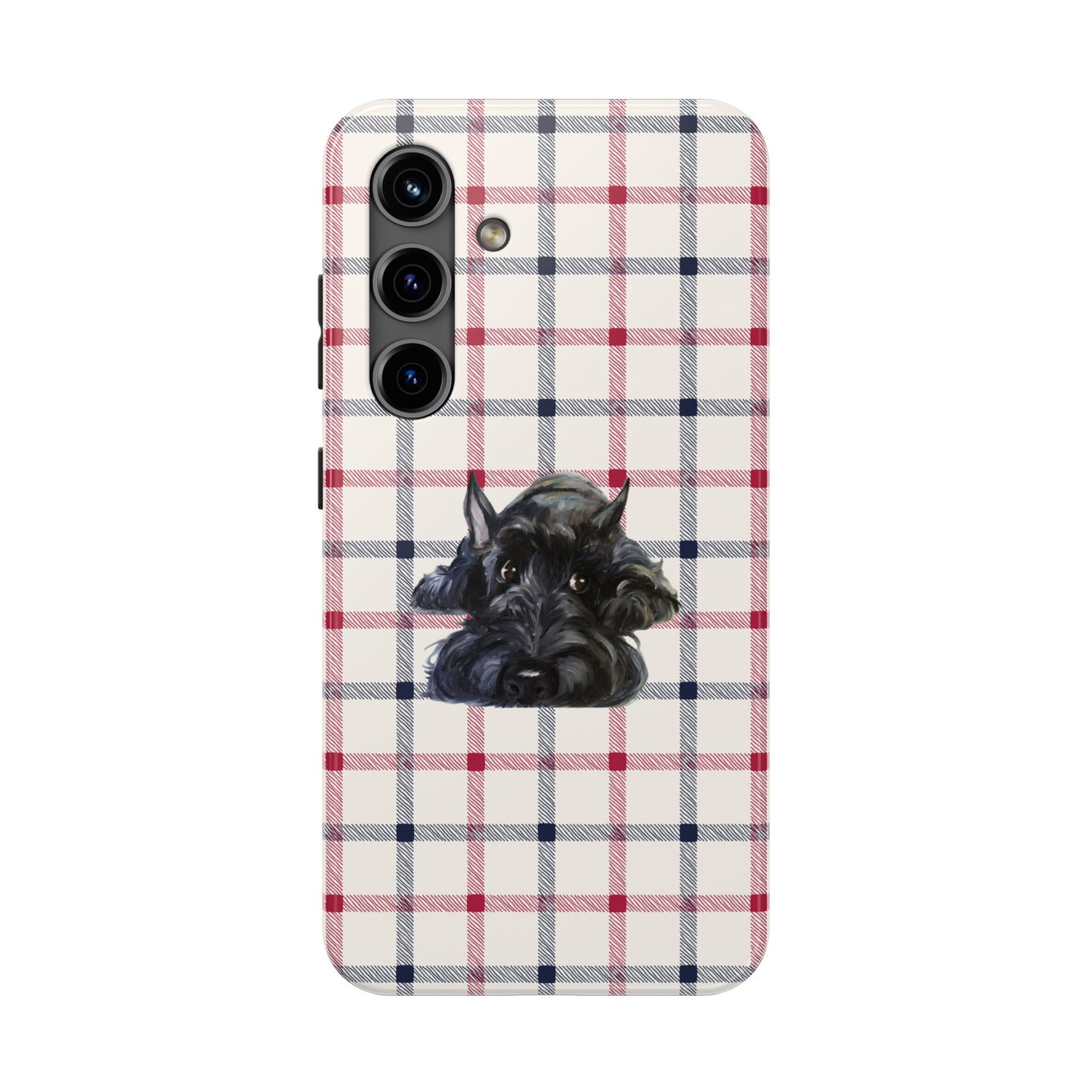 Scottish Terrier Phone Case, Tough Cases, Scottie Dog Phone Cover, Gift for Dog Lovers, Plaid Design