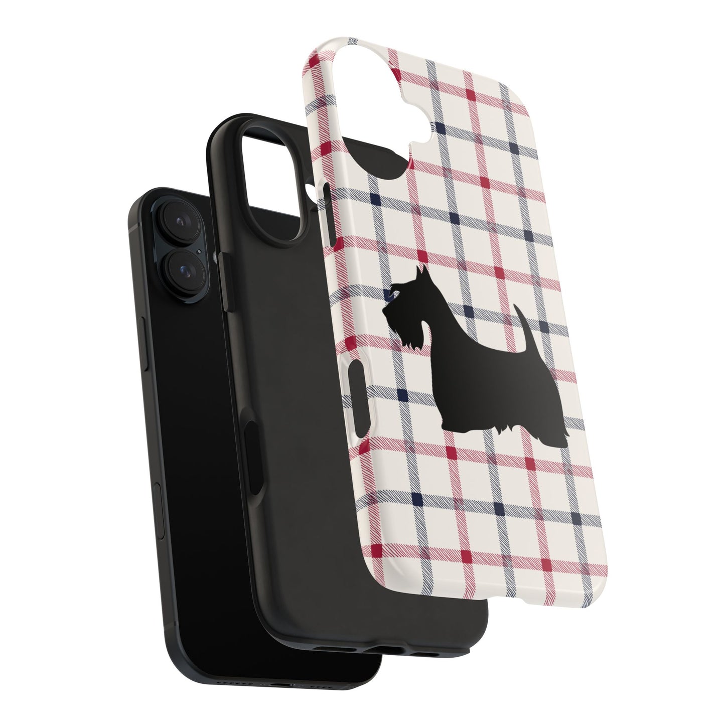 Scottish Terrier Phone Case, Tough Cases, Scottie Dog Phone Cover, Gift for Dog Lovers, Plaid Design