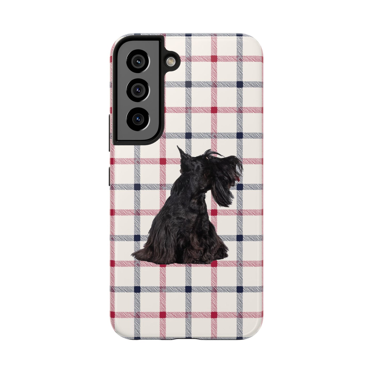 Scottish Terrier Phone Case, Tough Cases, Scottie Dog Phone Cover, Gift for Dog Lovers, Plaid Design