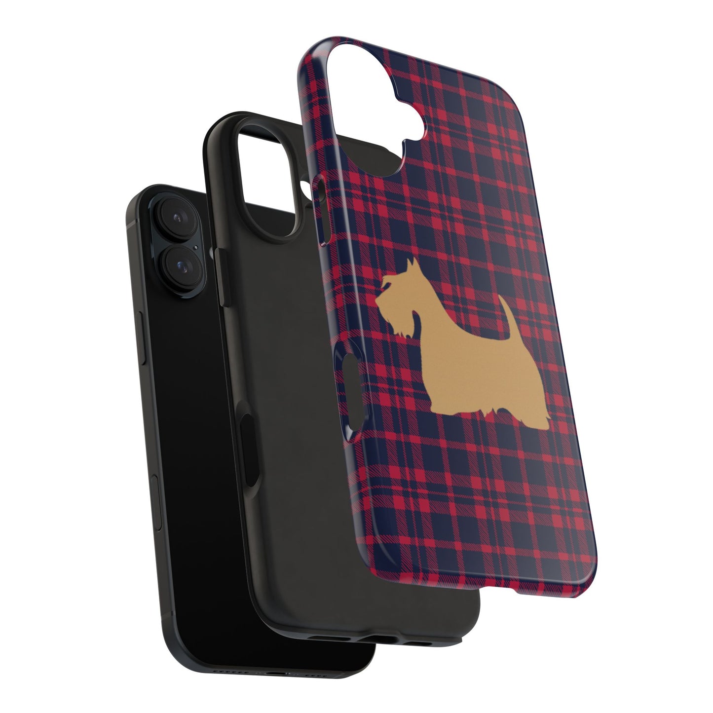 Scottish Terrier Phone Case, Tough Cases, Scottie Dog Phone Cover, Gift for Dog Lovers, Plaid Design