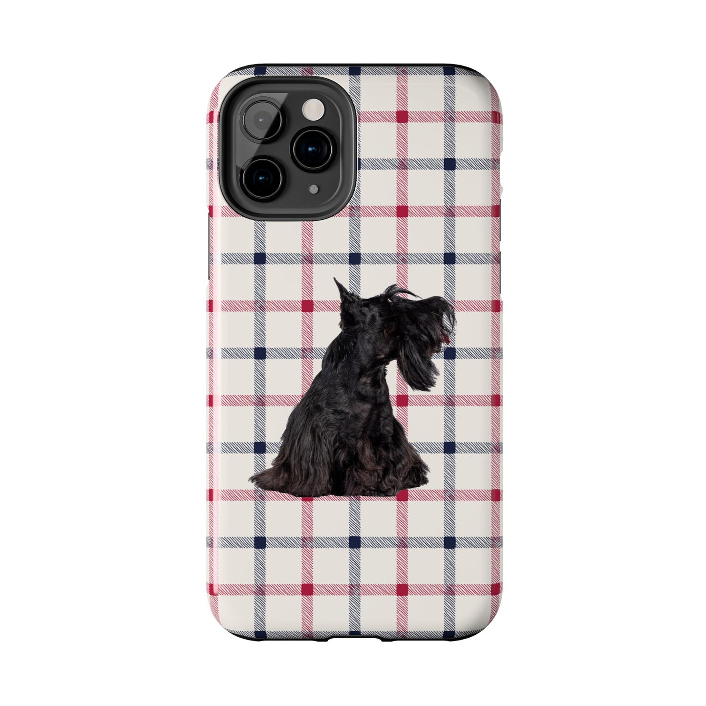 Scottish Terrier Phone Case, Tough Cases, Scottie Dog Phone Cover, Gift for Dog Lovers, Plaid Design