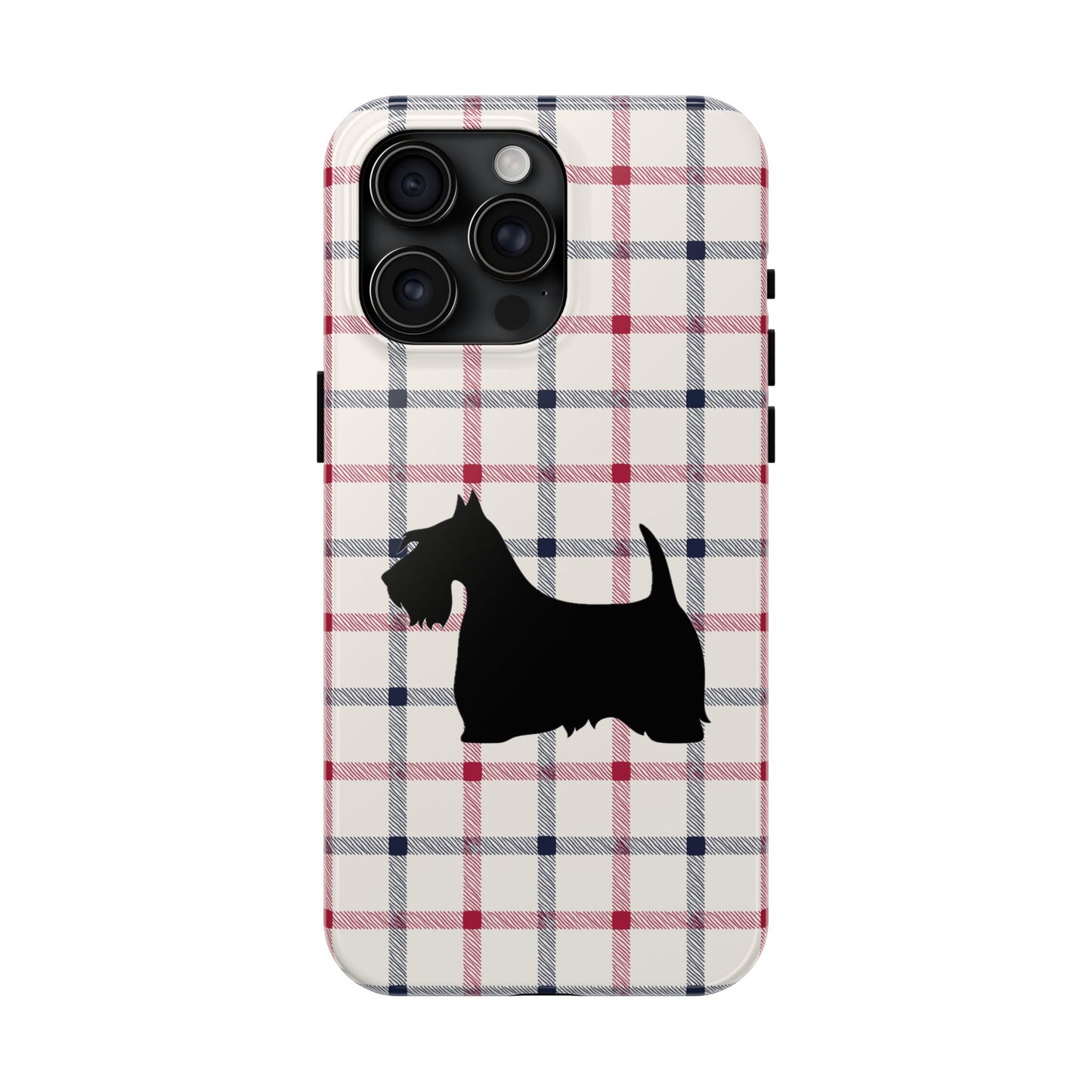 Scottish Terrier Phone Case, Tough Cases, Scottie Dog Phone Cover, Gift for Dog Lovers, Plaid Design