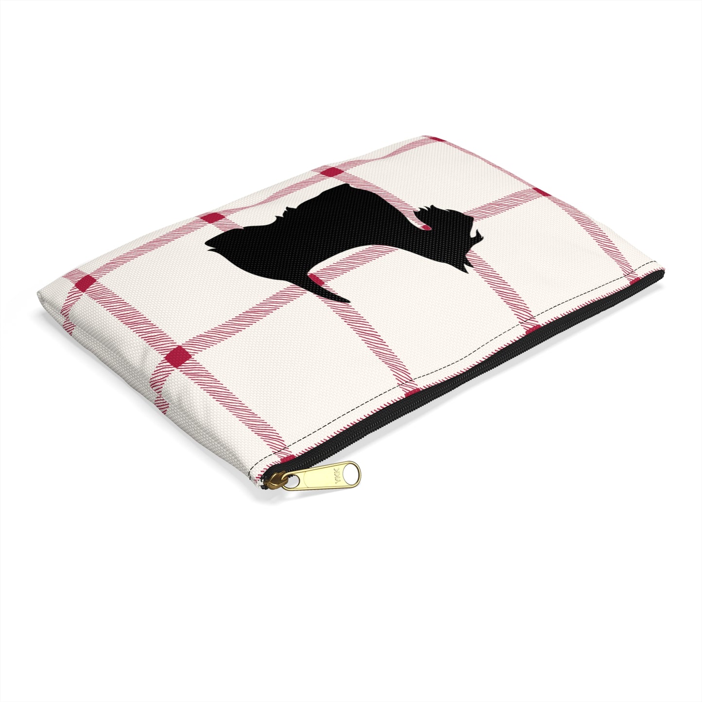 Scottish Terrier Accessory Pouch, Pet Lover Gift, Dog Travel Bag, Stylish Makeup Case, Plaid Organizer