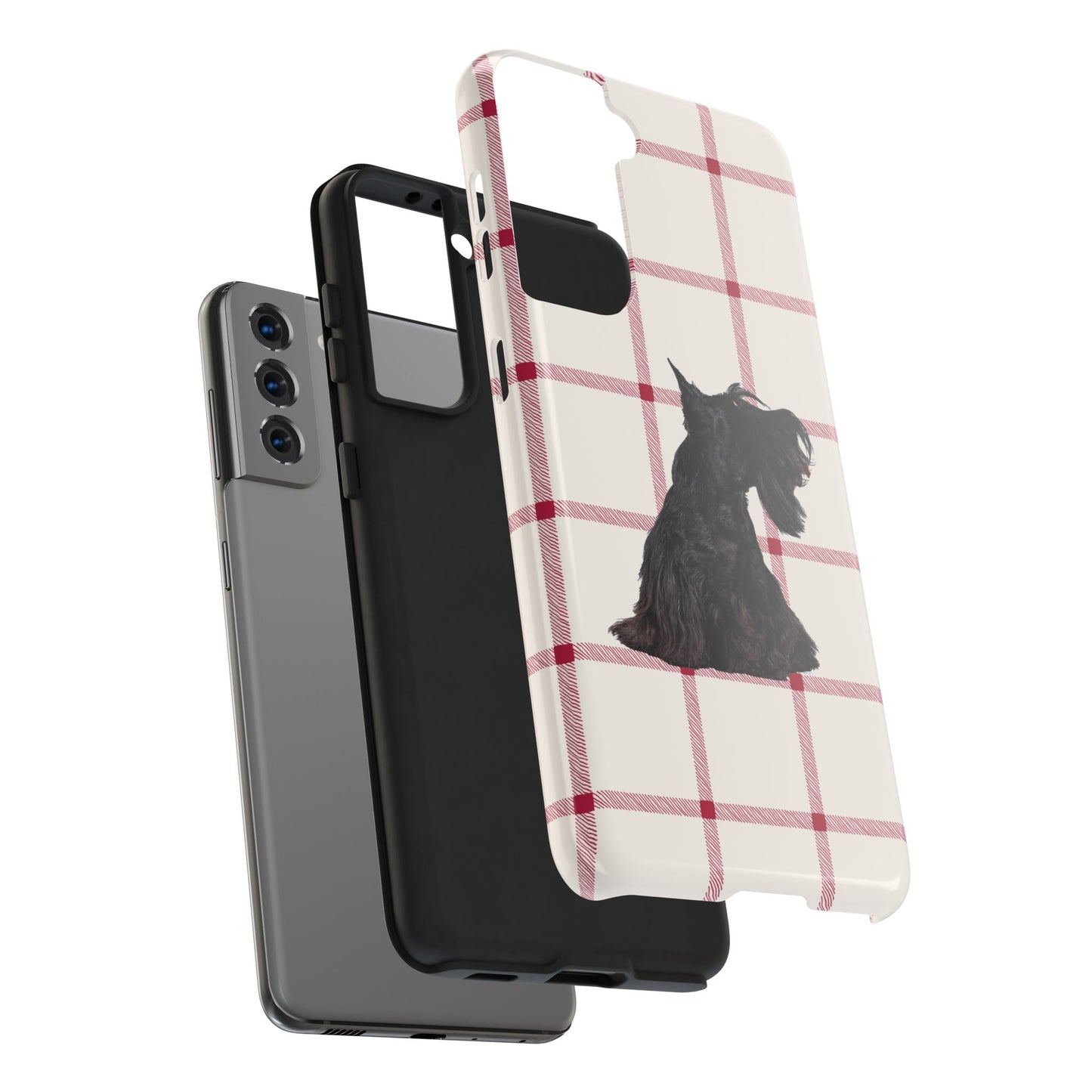 Scottish Terrier Phone Case, Tough Cases, Scottie Dog Phone Cover, Gift for Dog Lovers, Plaid Design