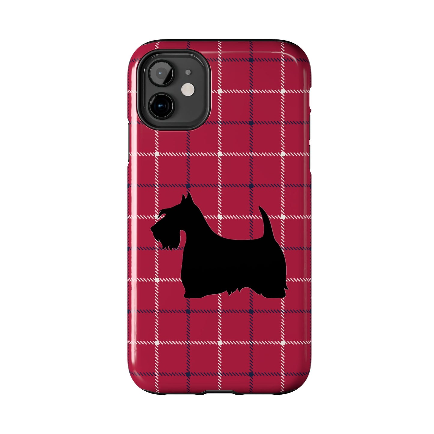 Scottish Terrier Phone Case, Tough Cases, Scottie Dog Phone Cover, Gift for Dog Lovers, Plaid Design