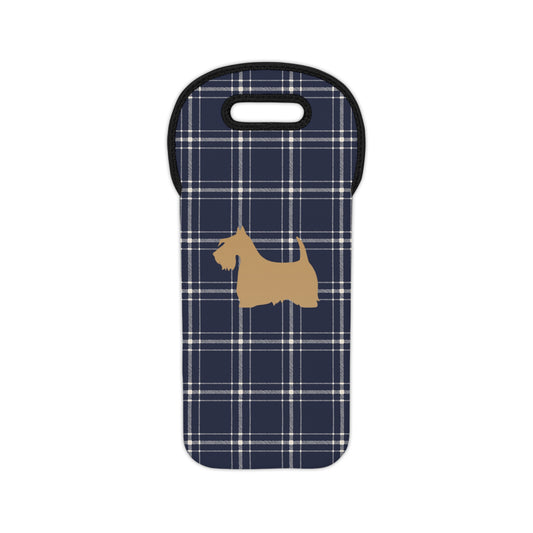 Plaid Wine Tote or Gift Bag with Scottish Terrier Design