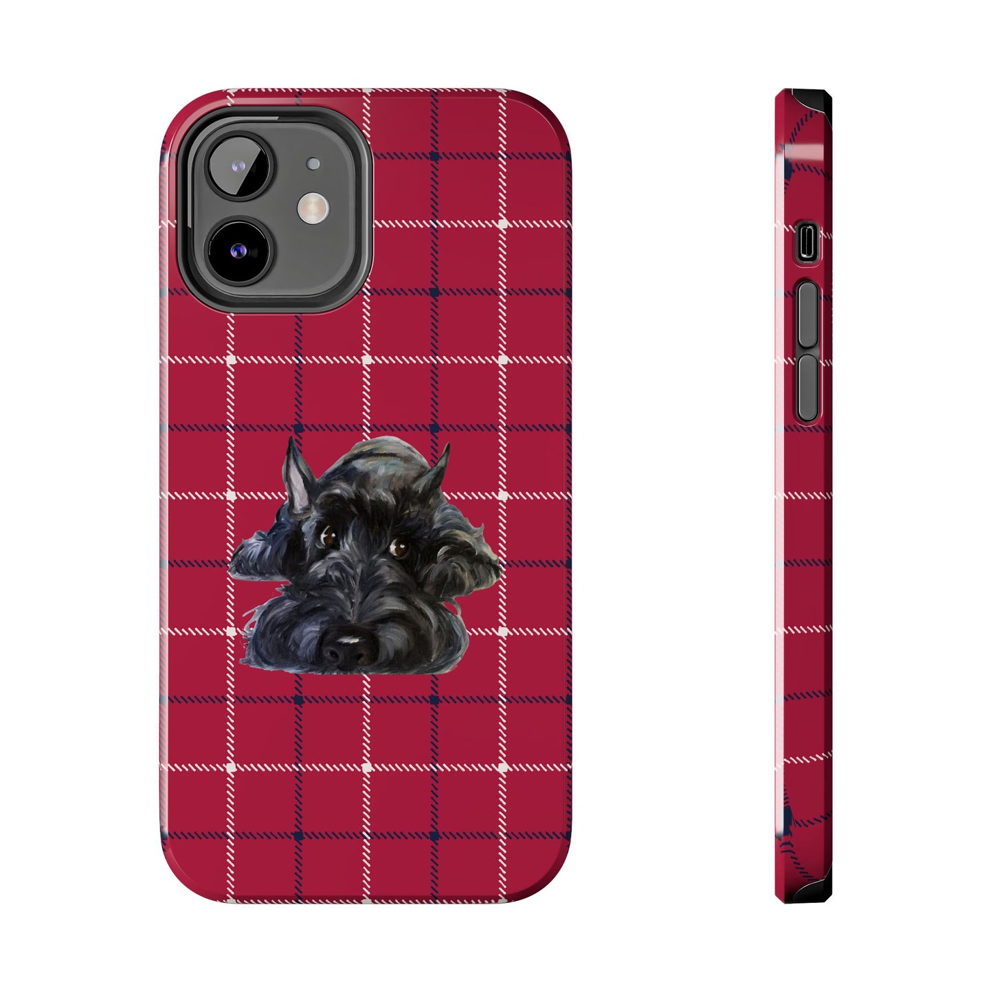 Scottish Terrier Phone Case, Tough Cases, Scottie Dog Phone Cover, Gift for Dog Lovers, Plaid Design