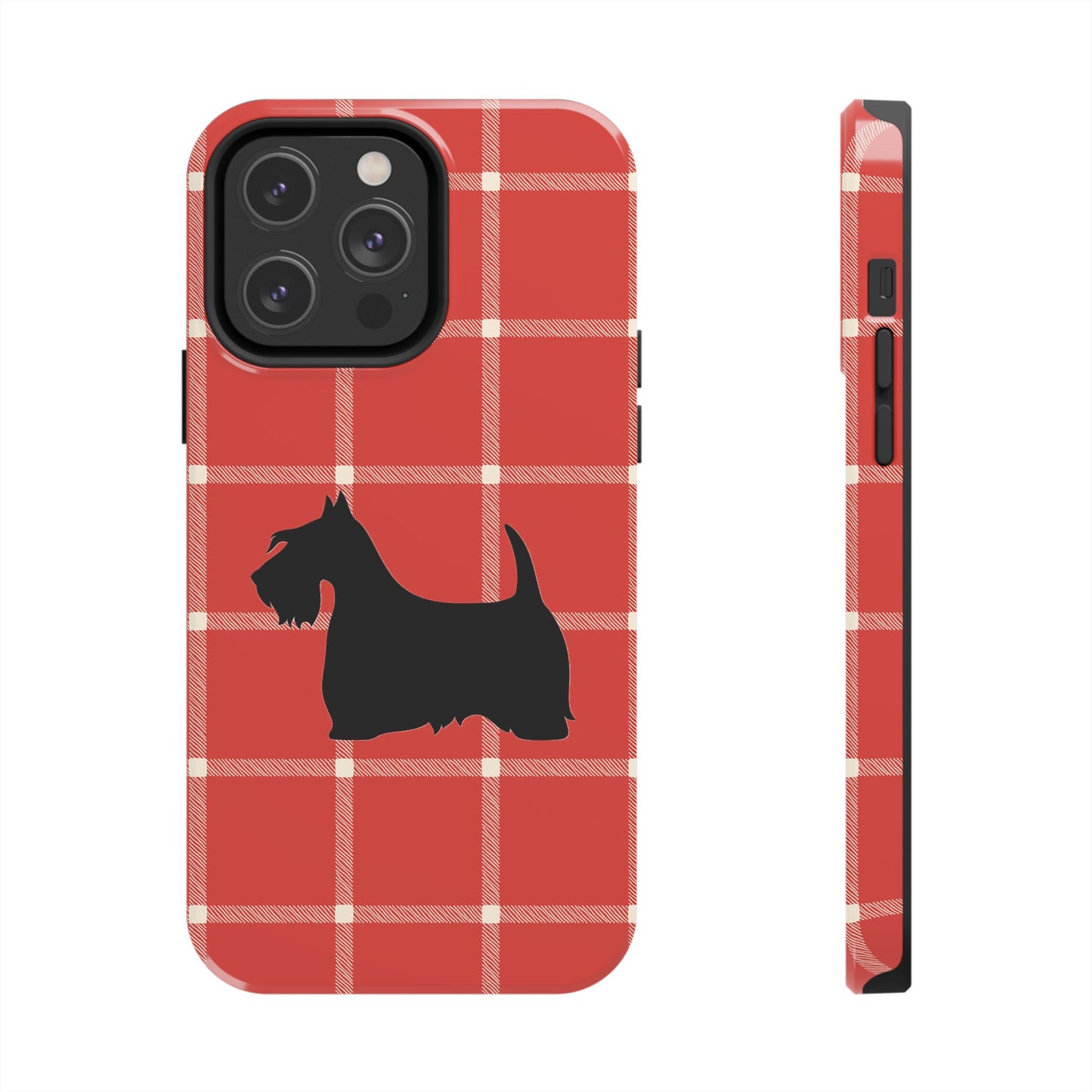 Scottish Terrier Phone Case, Tough Cases, Scottie Dog Phone Cover, Gift for Dog Lovers, Plaid Design
