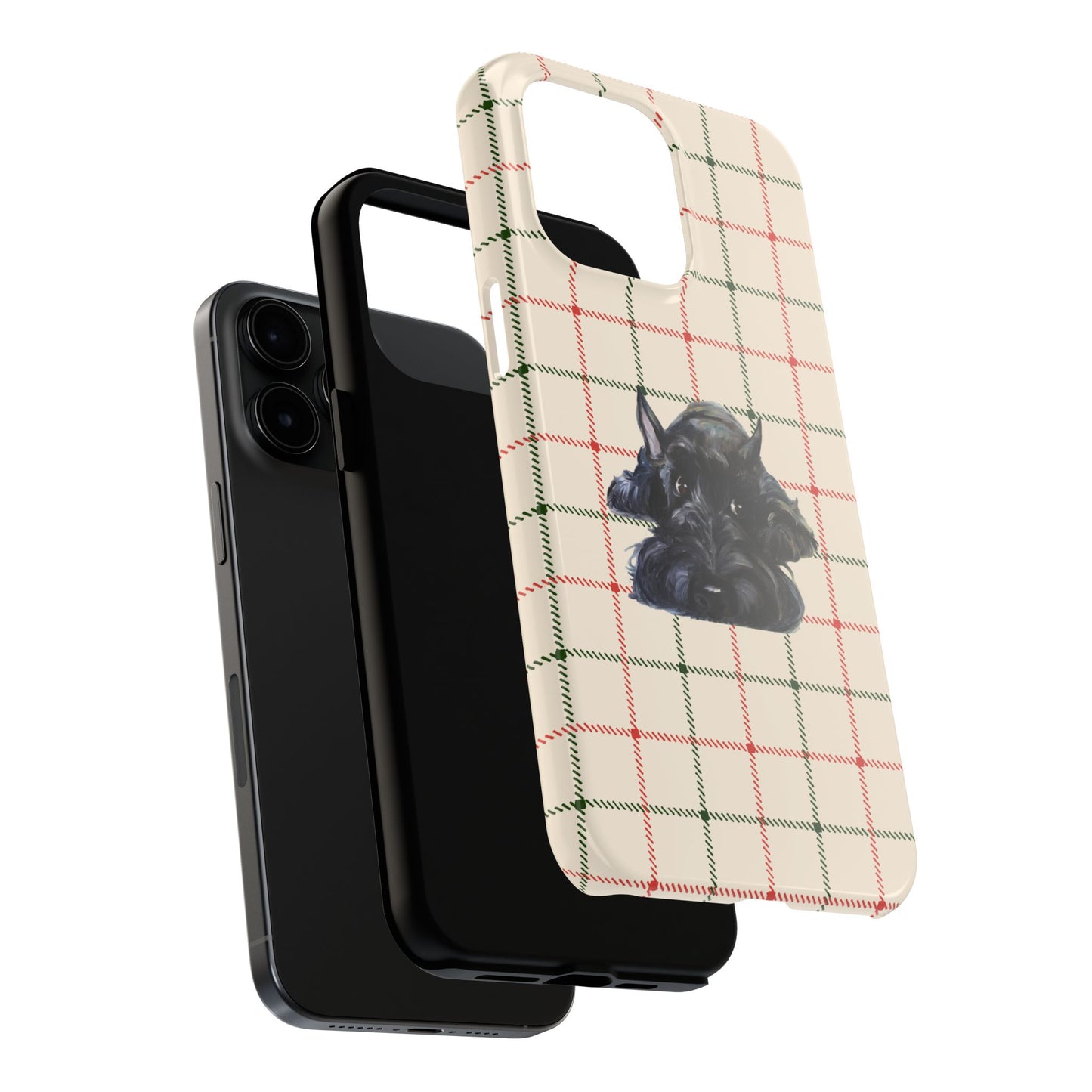 Scottish Terrier Phone Case, Tough Cases, Scottie Dog Phone Cover, Gift for Dog Lovers, Plaid Design