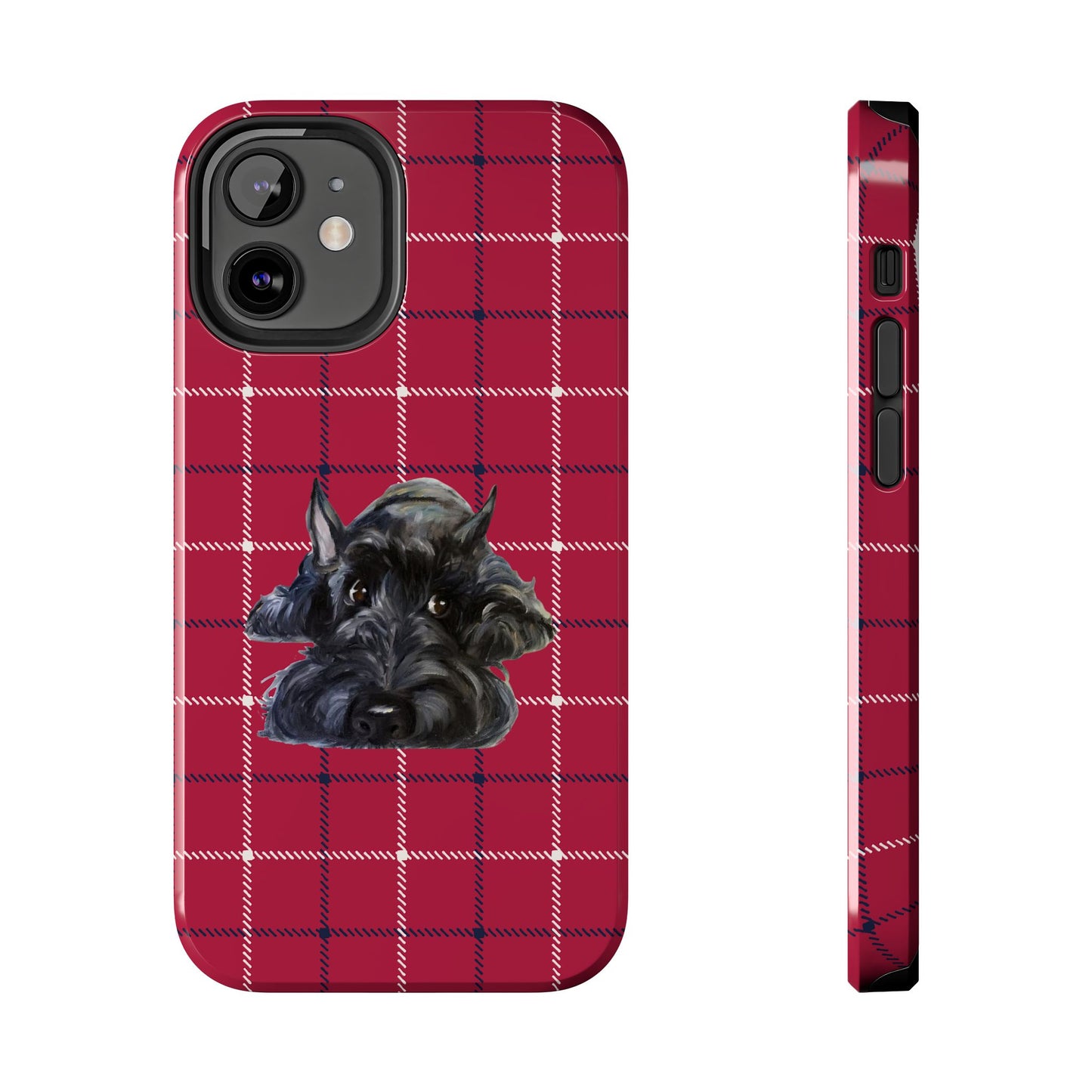 Scottish Terrier Phone Case, Tough Cases, Scottie Dog Phone Cover, Gift for Dog Lovers, Plaid Design
