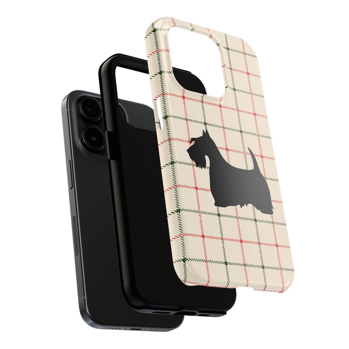 Scottish Terrier Phone Case, Tough Cases, Scottie Dog Phone Cover, Gift for Dog Lovers, Plaid Design