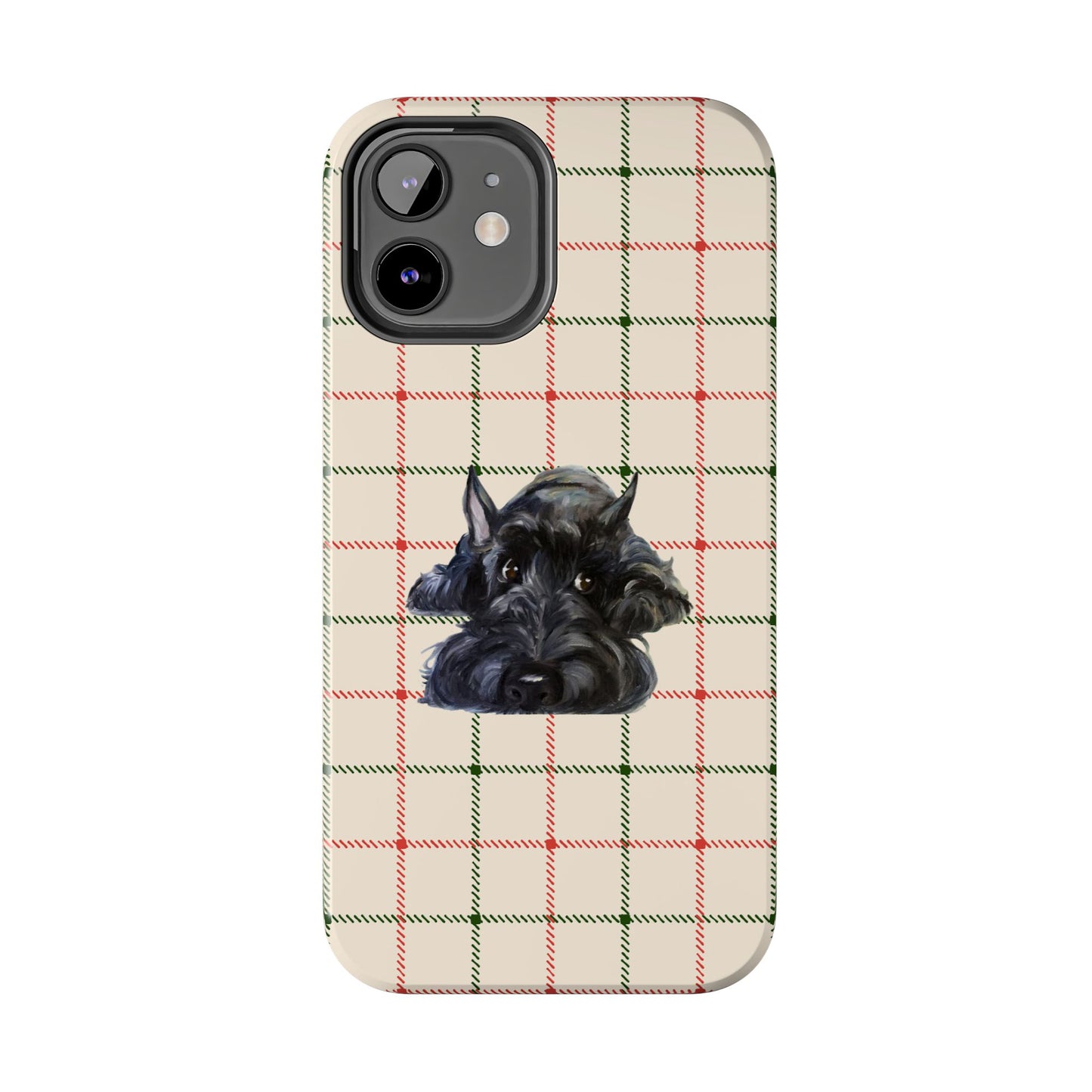 Scottish Terrier Phone Case, Tough Cases, Scottie Dog Phone Cover, Gift for Dog Lovers, Plaid Design