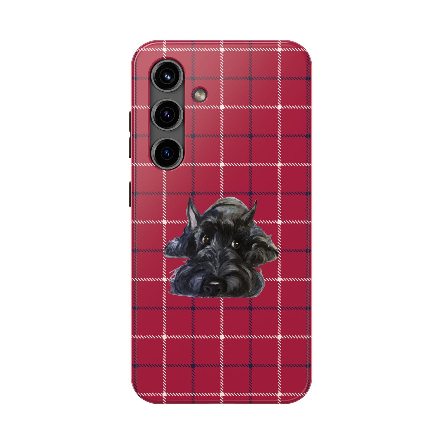 Scottish Terrier Phone Case, Tough Cases, Scottie Dog Phone Cover, Gift for Dog Lovers, Plaid Design