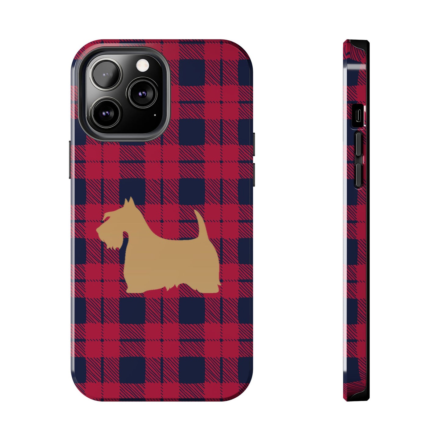 Scottish Terrier Phone Case, Tough Cases, Scottie Dog Phone Cover, Gift for Dog Lovers, Plaid Design