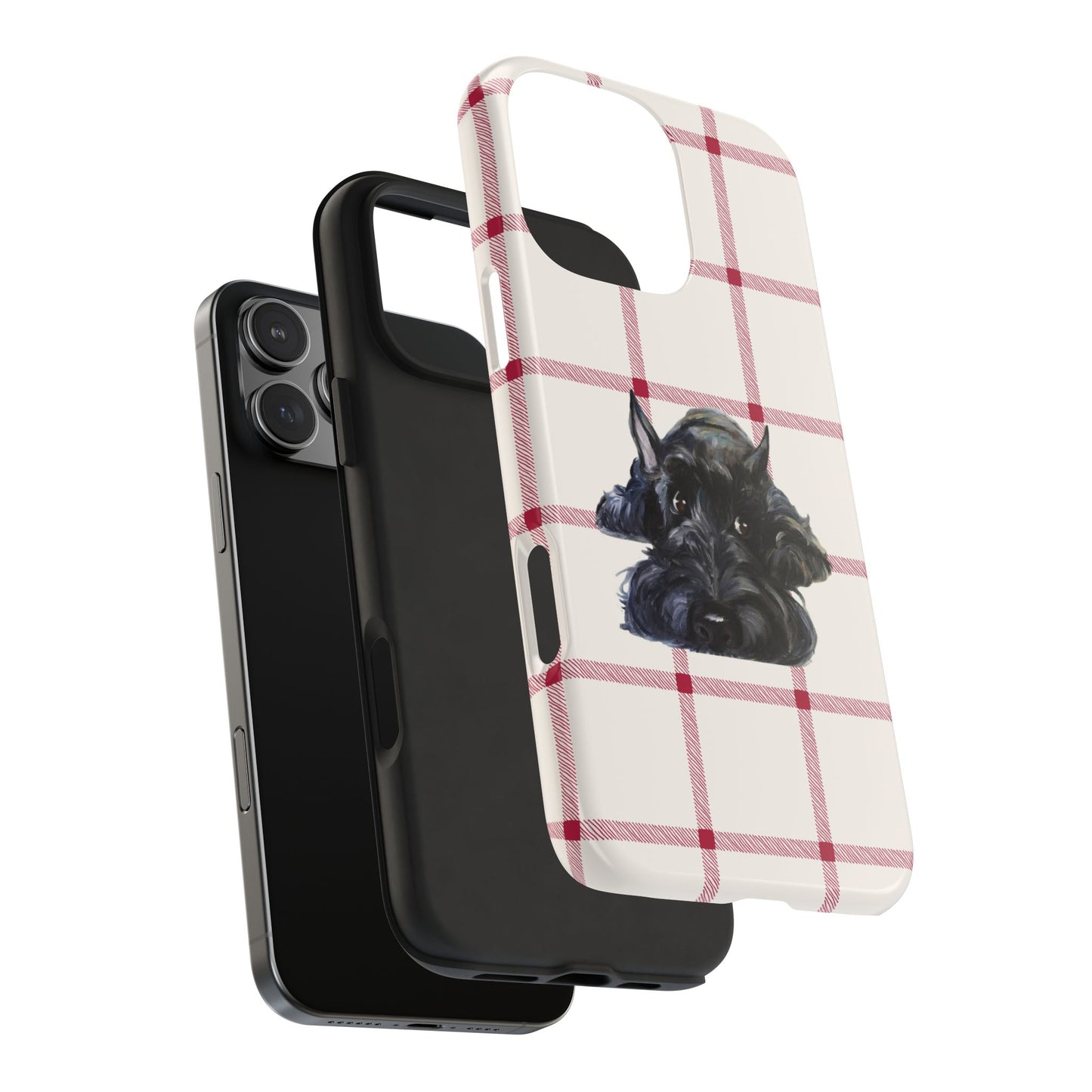 Scottish Terrier Phone Case, Tough Cases, Scottie Dog Phone Cover, Gift for Dog Lovers, Plaid Design