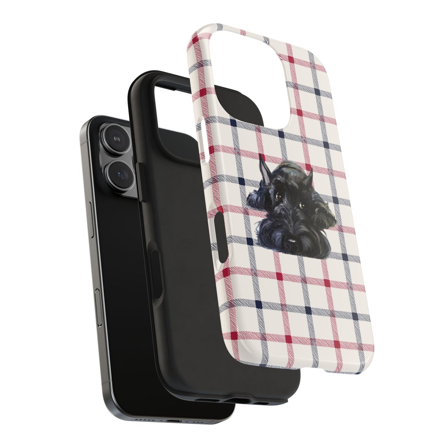 Scottish Terrier Phone Case, Tough Cases, Scottie Dog Phone Cover, Gift for Dog Lovers, Plaid Design