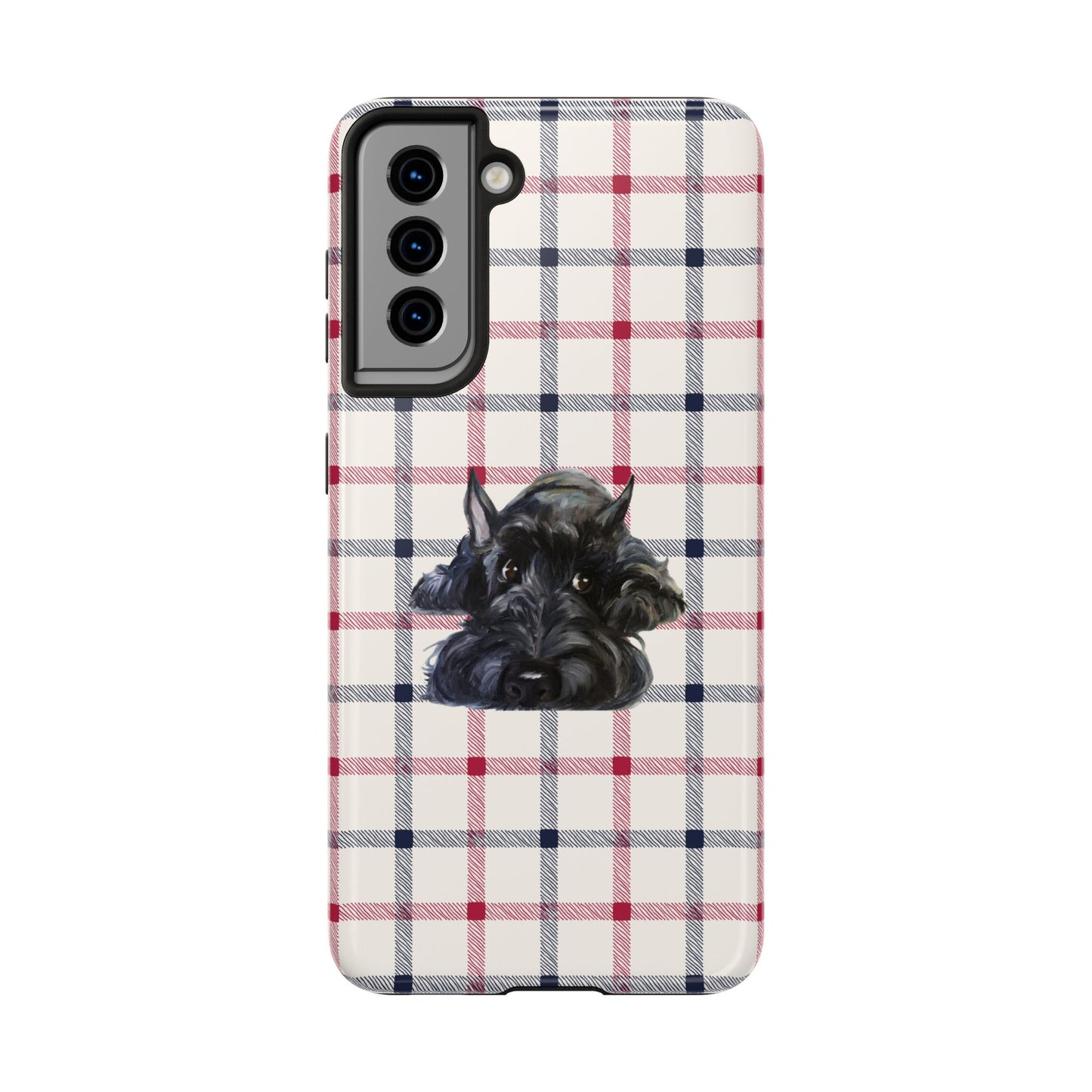 Scottish Terrier Phone Case, Tough Cases, Scottie Dog Phone Cover, Gift for Dog Lovers, Plaid Design