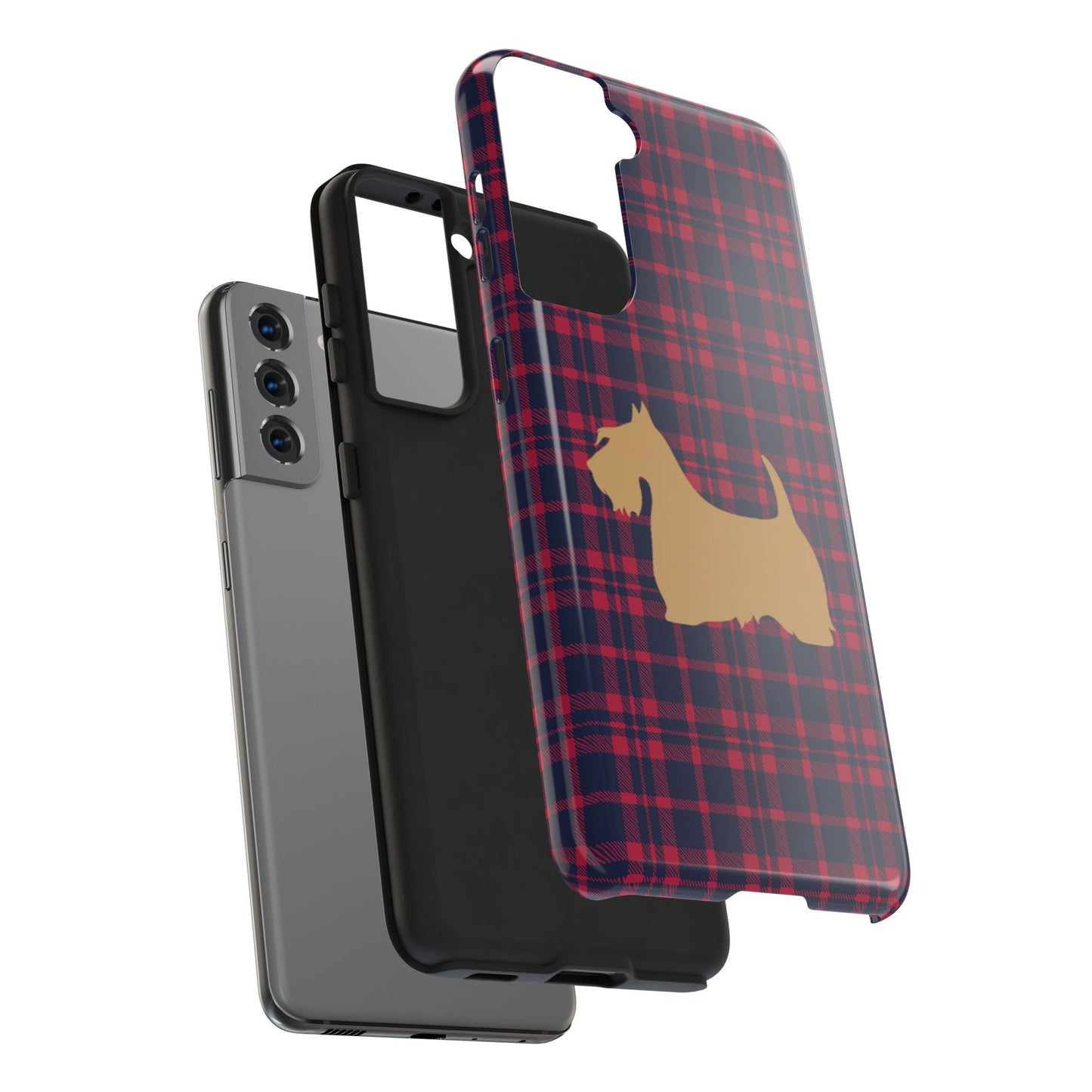 Scottish Terrier Phone Case, Tough Cases, Scottie Dog Phone Cover, Gift for Dog Lovers, Plaid Design