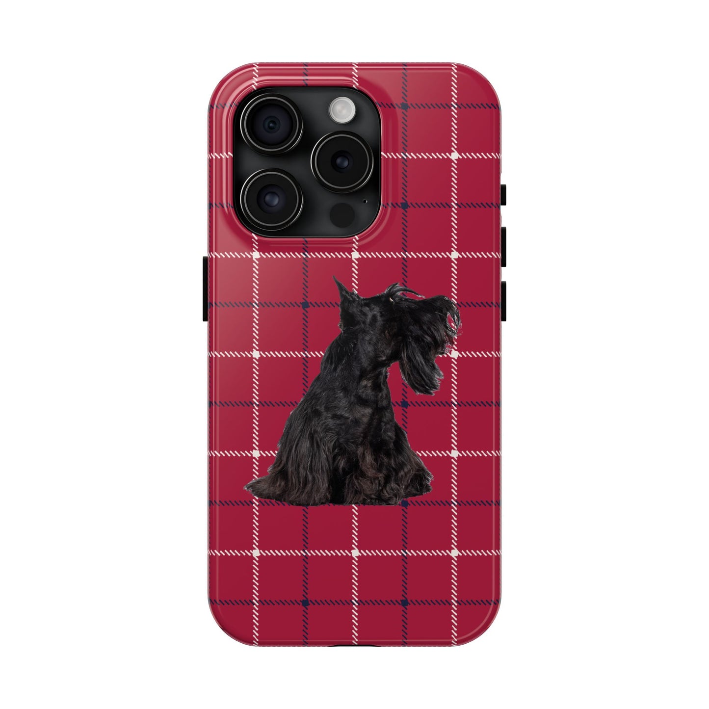 Scottish Terrier Phone Case, Tough Cases, Scottie Dog Phone Cover, Gift for Dog Lovers, Plaid Design