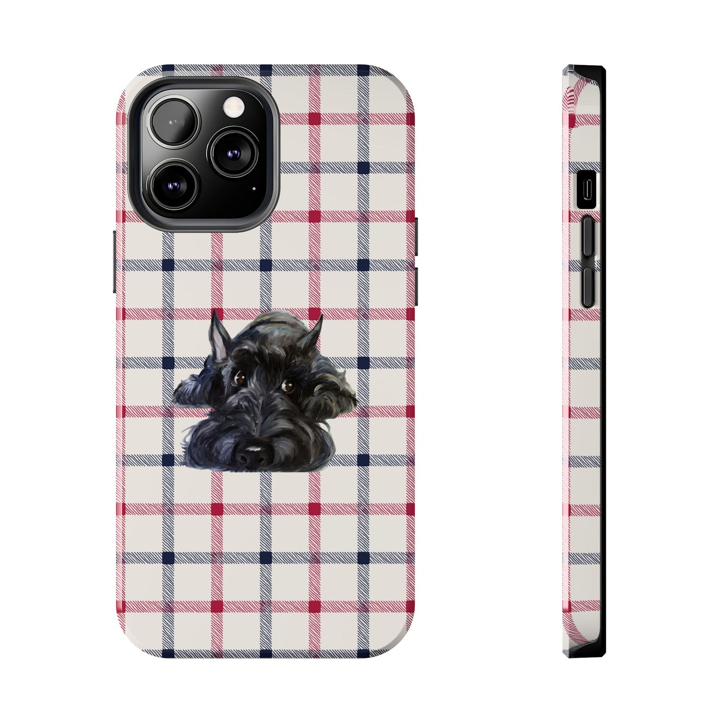 Scottish Terrier Phone Case, Tough Cases, Scottie Dog Phone Cover, Gift for Dog Lovers, Plaid Design