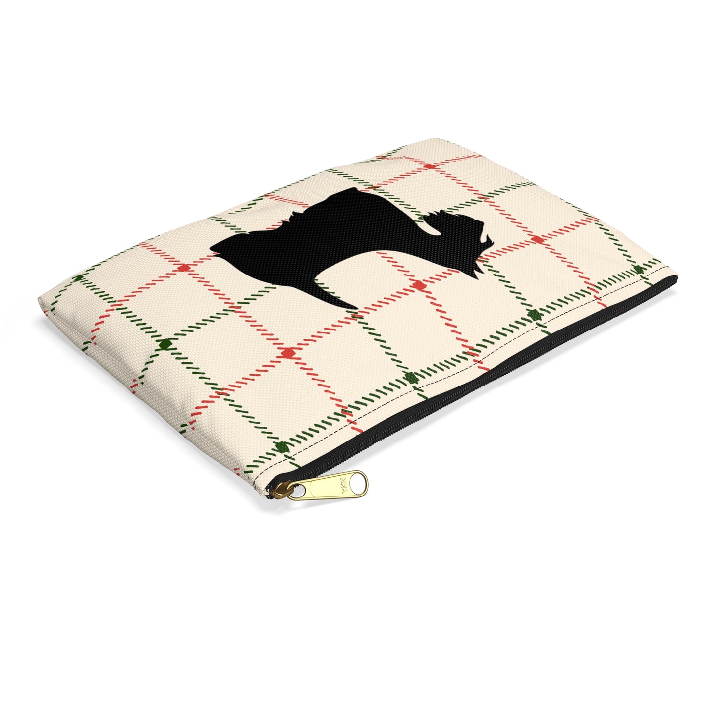 Scottish Terrier Accessory Pouch, Pet Lover Gift, Dog Travel Bag, Stylish Makeup Case, Plaid Organizer