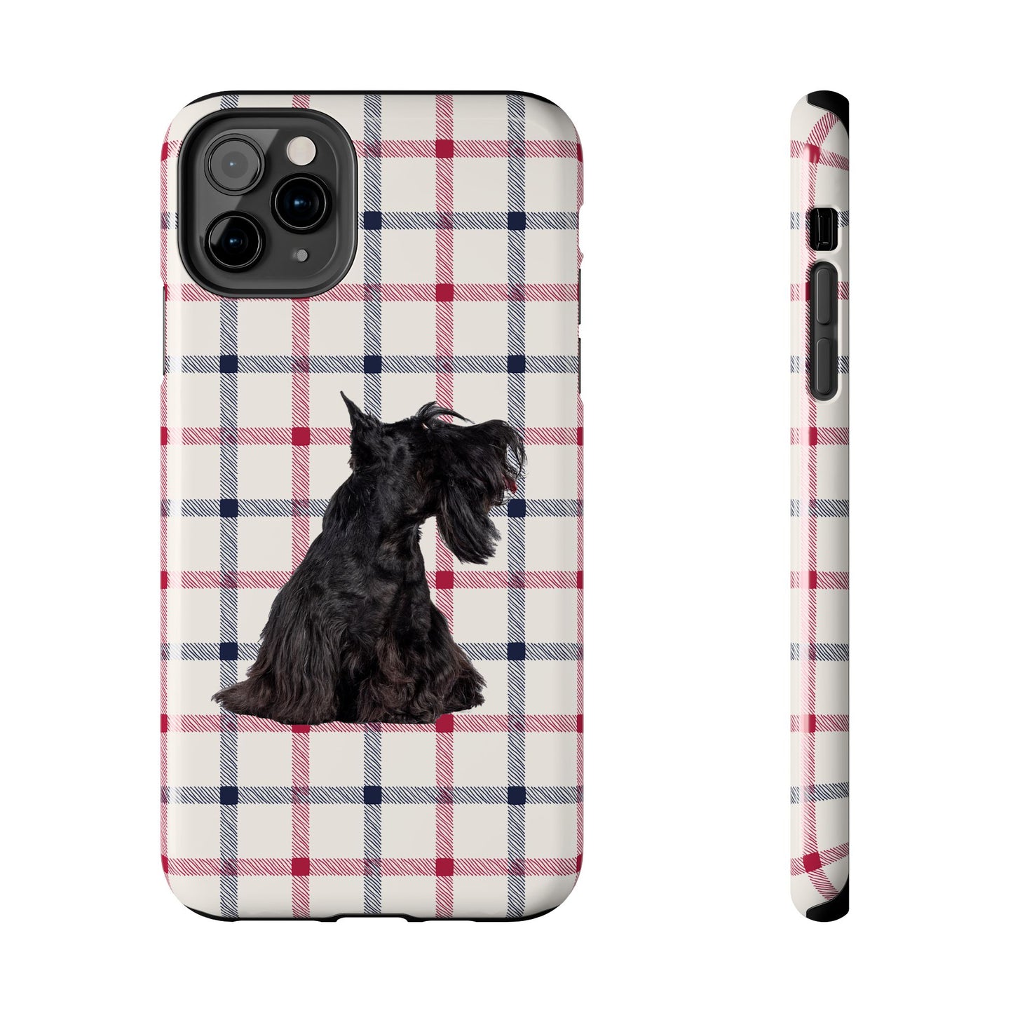 Scottish Terrier Phone Case, Tough Cases, Scottie Dog Phone Cover, Gift for Dog Lovers, Plaid Design