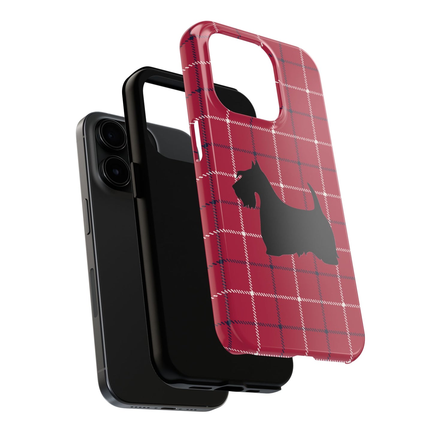 Scottish Terrier Phone Case, Tough Cases, Scottie Dog Phone Cover, Gift for Dog Lovers, Plaid Design