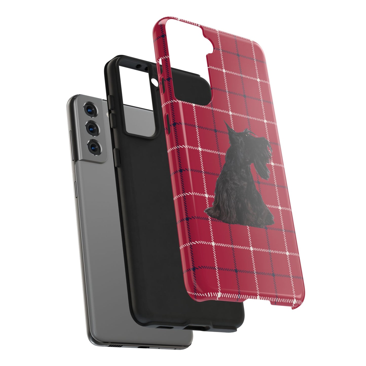 Scottish Terrier Phone Case, Tough Cases, Scottie Dog Phone Cover, Gift for Dog Lovers, Plaid Design
