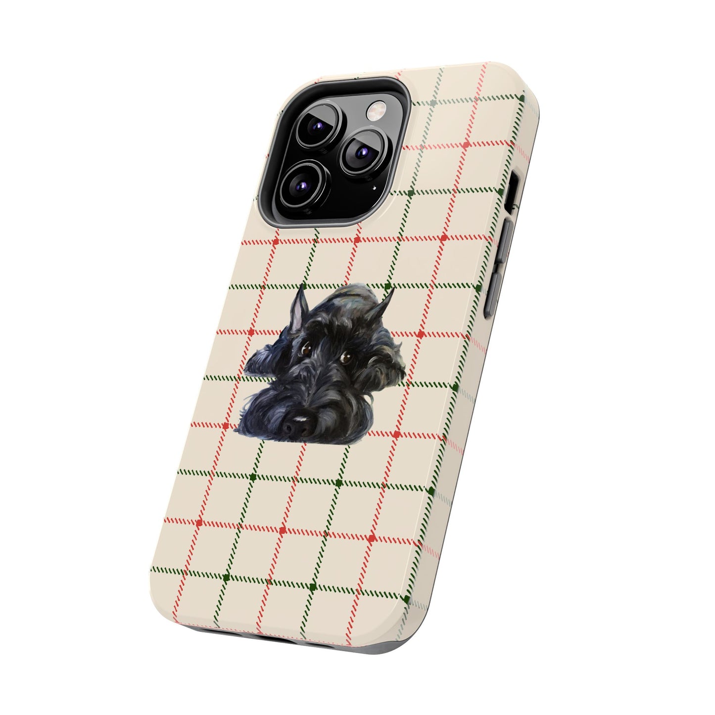 Scottish Terrier Phone Case, Tough Cases, Scottie Dog Phone Cover, Gift for Dog Lovers, Plaid Design