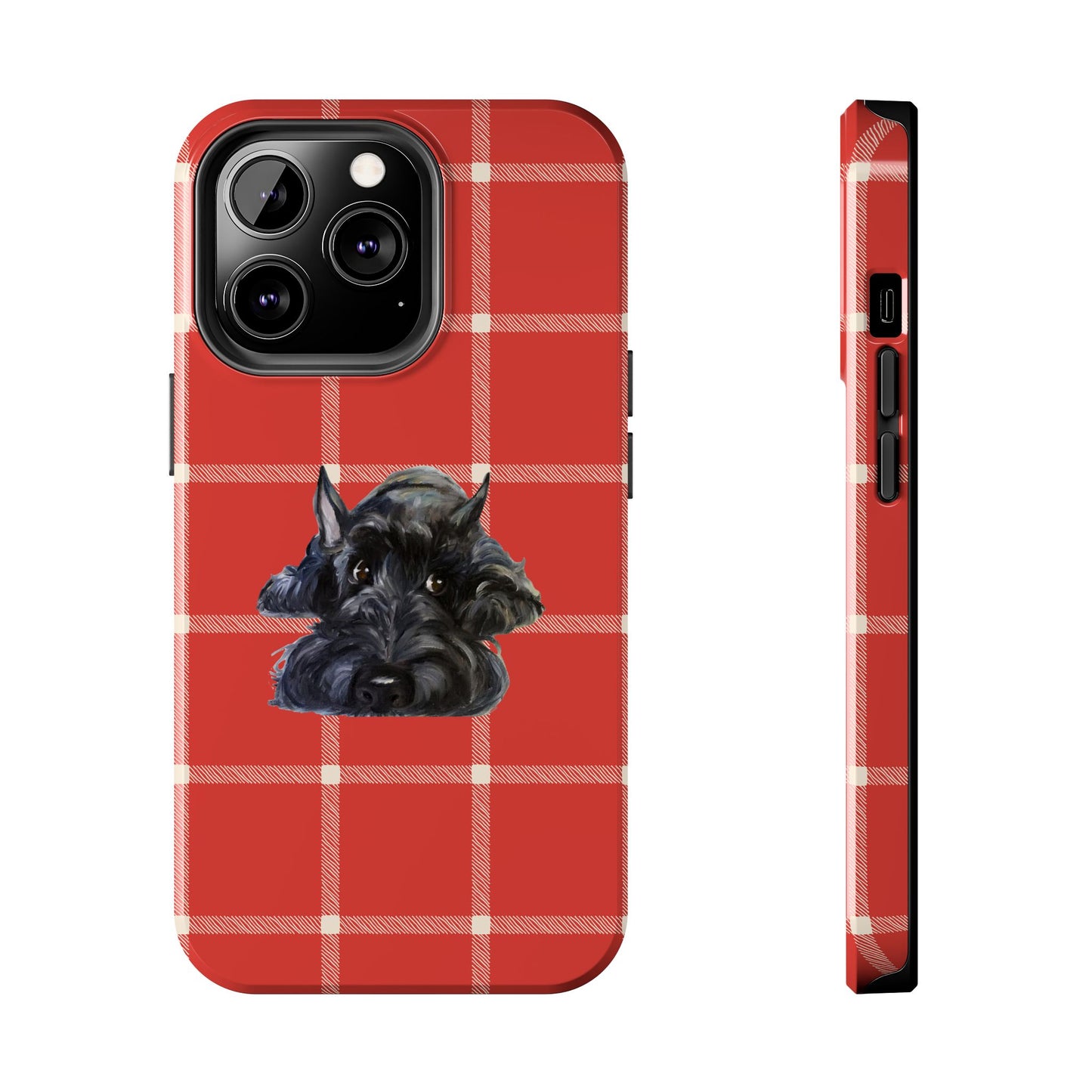 Scottish Terrier Phone Case, Tough Cases, Scottie Dog Phone Cover, Gift for Dog Lovers, Plaid Design