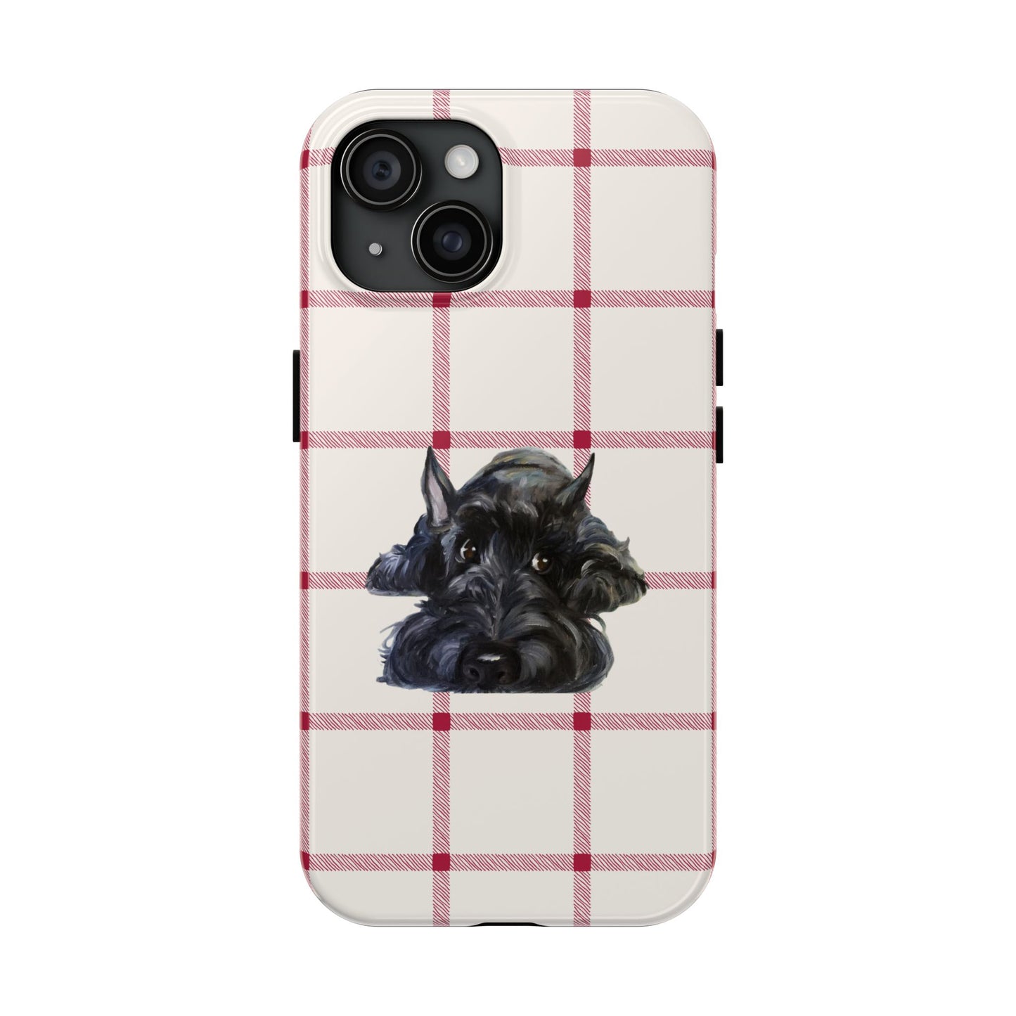 Scottish Terrier Phone Case, Tough Cases, Scottie Dog Phone Cover, Gift for Dog Lovers, Plaid Design
