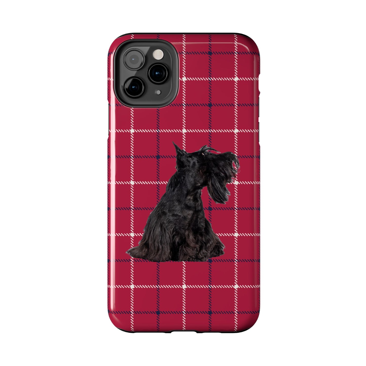 Scottish Terrier Phone Case, Tough Cases, Scottie Dog Phone Cover, Gift for Dog Lovers, Plaid Design