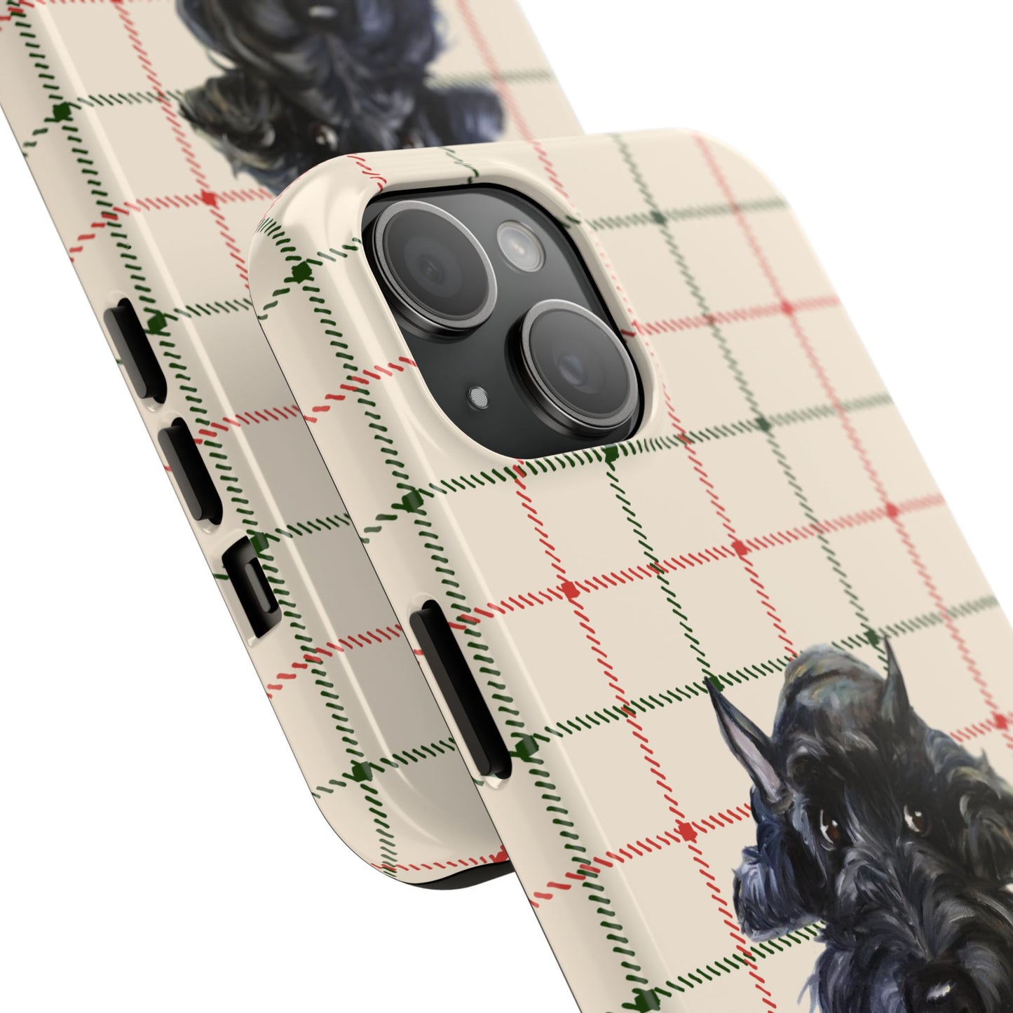 Scottish Terrier Phone Case, Tough Cases, Scottie Dog Phone Cover, Gift for Dog Lovers, Plaid Design