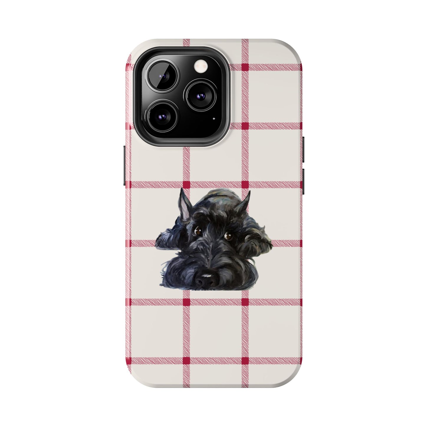 Scottish Terrier Phone Case, Tough Cases, Scottie Dog Phone Cover, Gift for Dog Lovers, Plaid Design