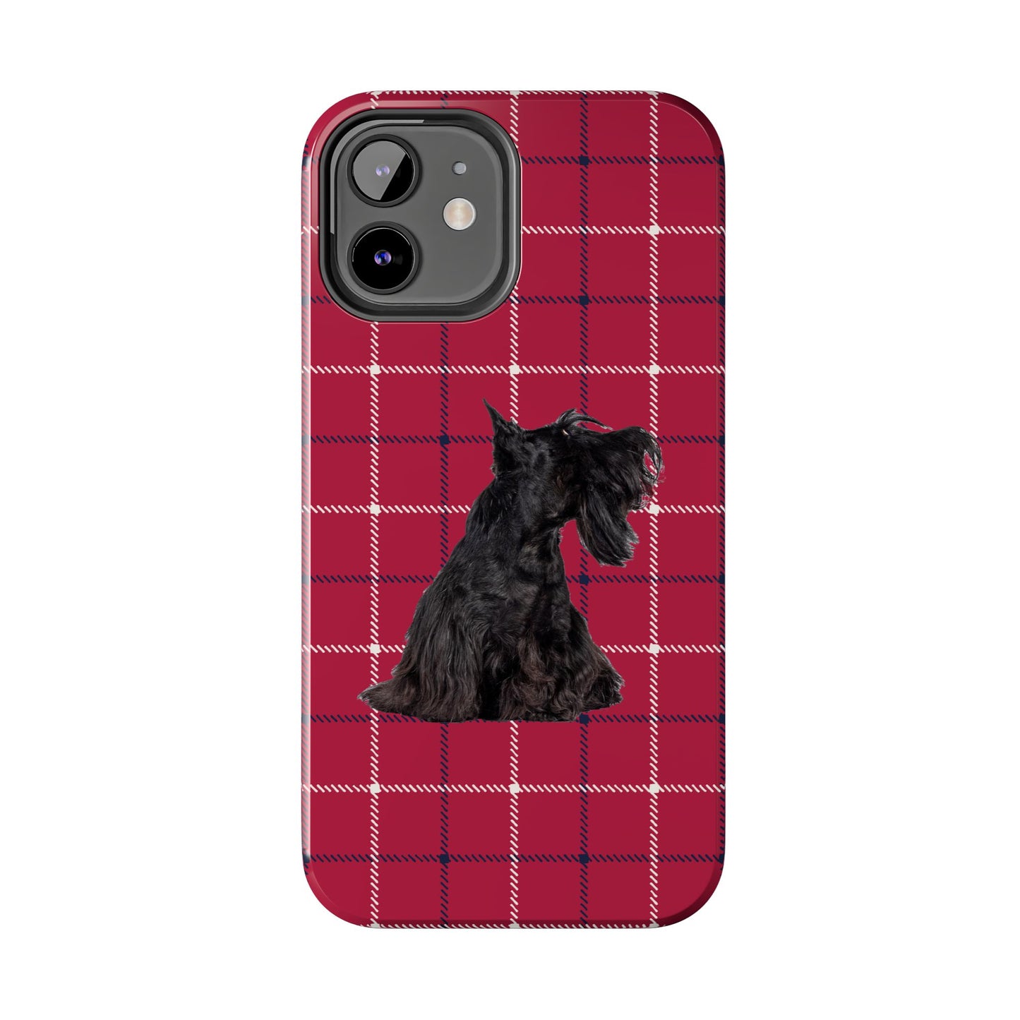 Scottish Terrier Phone Case, Tough Cases, Scottie Dog Phone Cover, Gift for Dog Lovers, Plaid Design