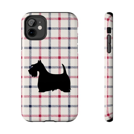 Scottish Terrier Phone Case, Tough Cases, Scottie Dog Phone Cover, Gift for Dog Lovers, Plaid Design