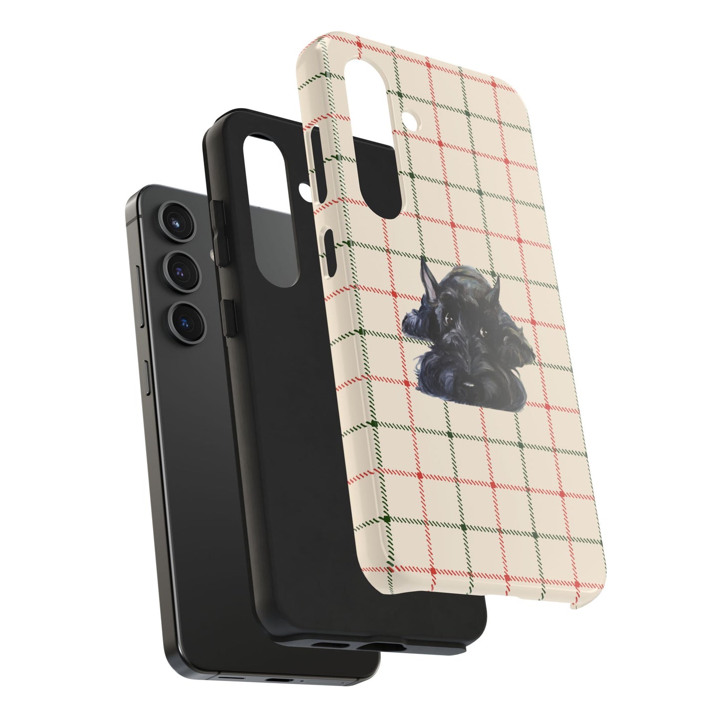 Scottish Terrier Phone Case, Tough Cases, Scottie Dog Phone Cover, Gift for Dog Lovers, Plaid Design