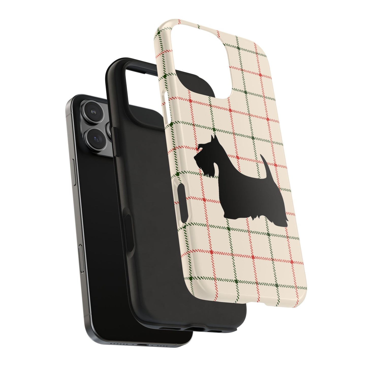 Scottish Terrier Phone Case, Tough Cases, Scottie Dog Phone Cover, Gift for Dog Lovers, Plaid Design