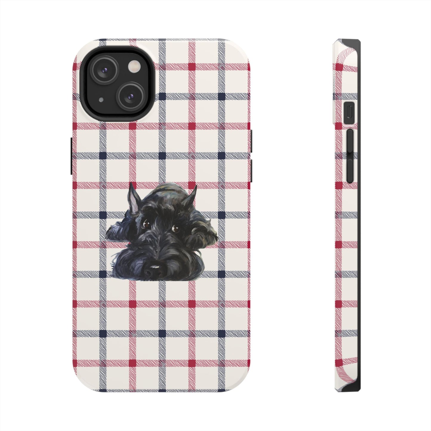 Scottish Terrier Phone Case, Tough Cases, Scottie Dog Phone Cover, Gift for Dog Lovers, Plaid Design