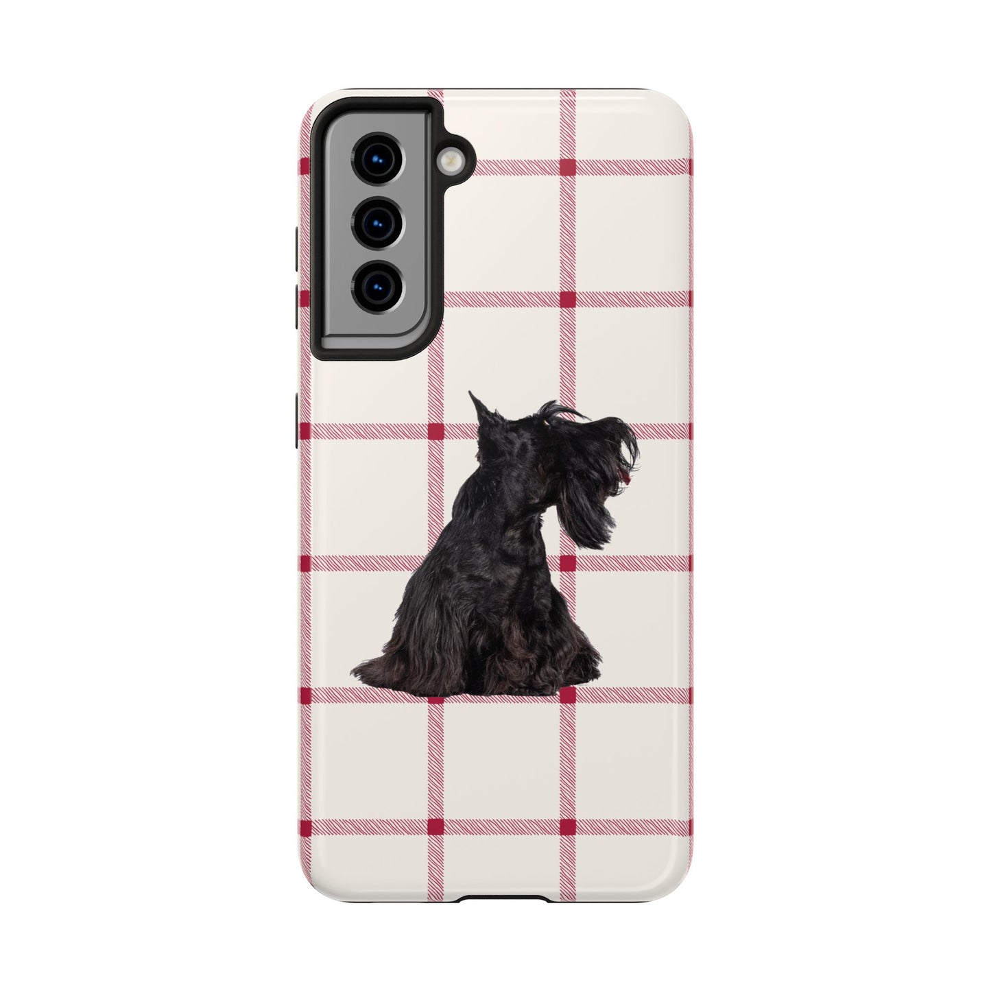 Scottish Terrier Phone Case, Tough Cases, Scottie Dog Phone Cover, Gift for Dog Lovers, Plaid Design